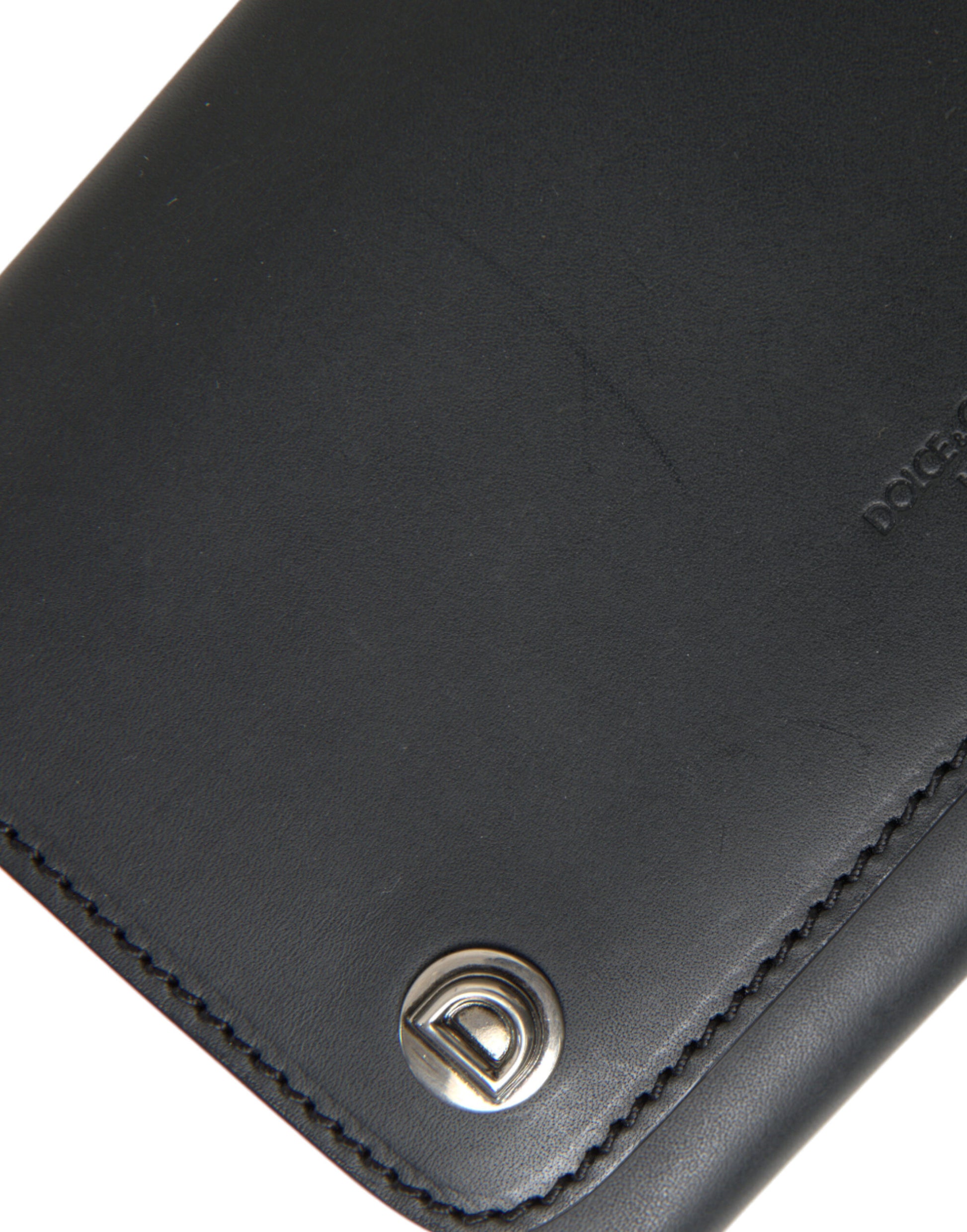 Dolce & Gabbana Black Leather Logo Embossed Mini Bifold Wallet Borse Bag