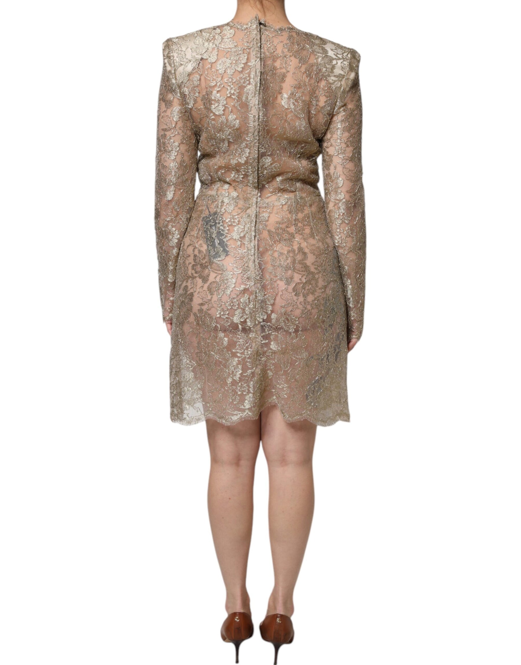 Dolce & Gabbana Gold Floral Lace A-line Sheath Mini Dress | Regal Royce