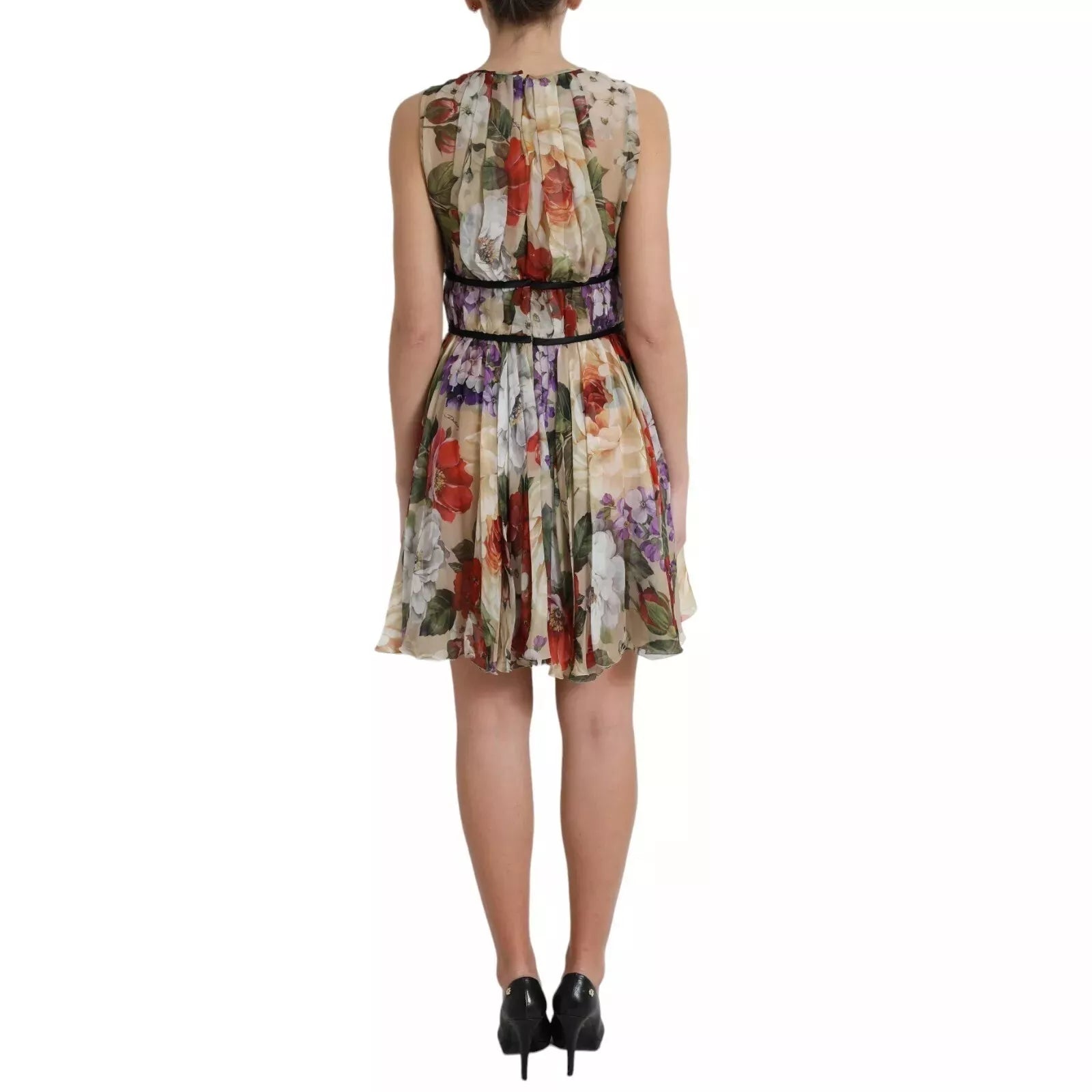 Dolce & Gabbana Beige Floral Sleeveless A-line Mini Dress | Regal Royce