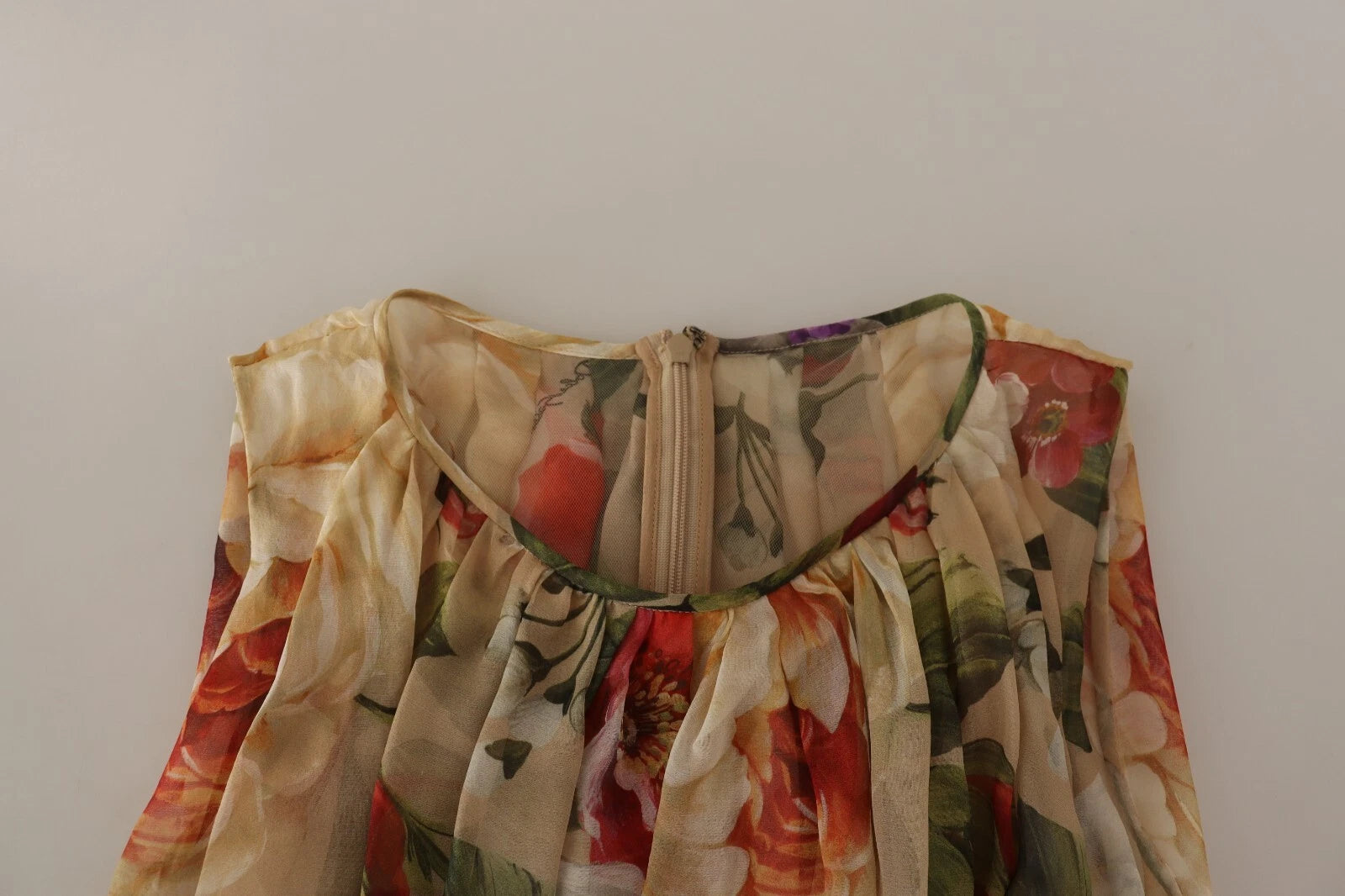 Dolce & Gabbana Beige Floral Sleeveless A-line Mini Dress | Regal Royce