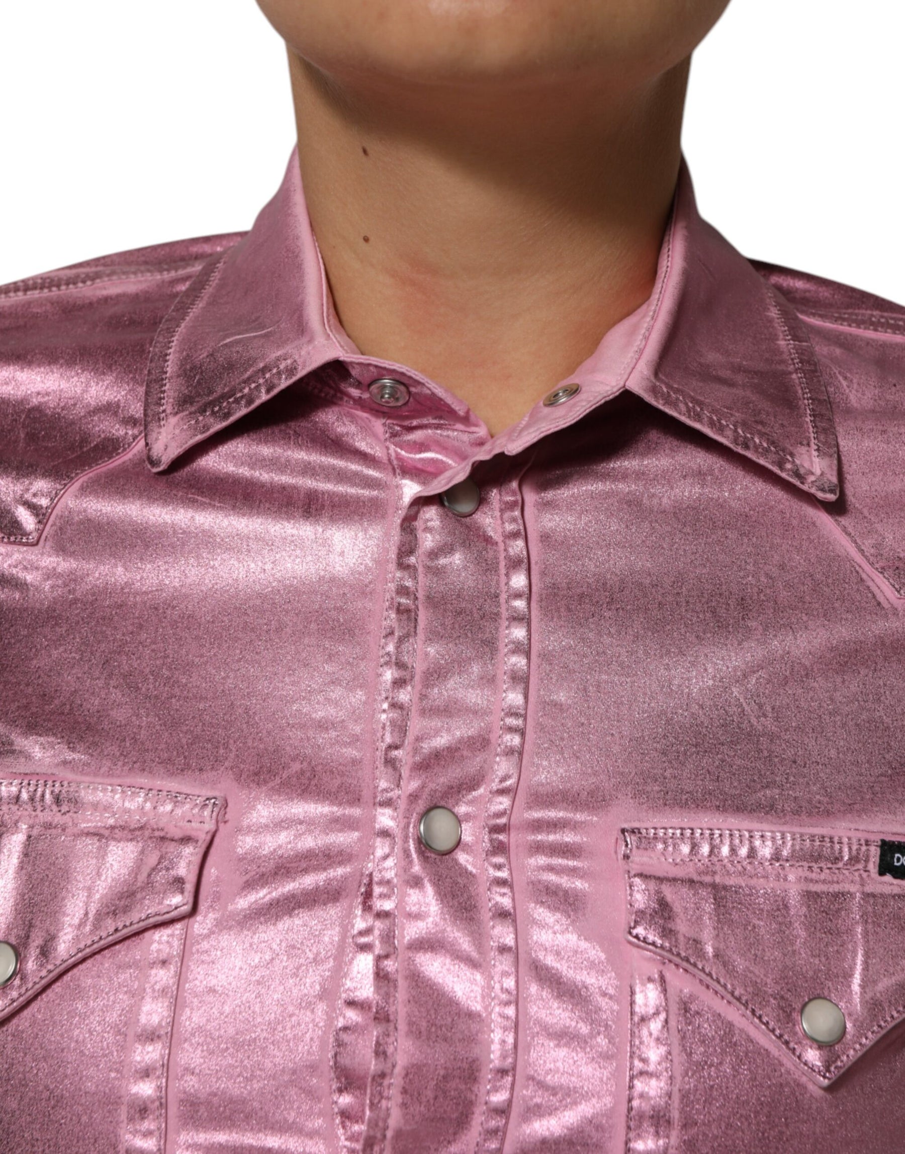 Dolce & Gabbana Pink Cotton Stretch Collared Cropped Jacket | Regal Royce