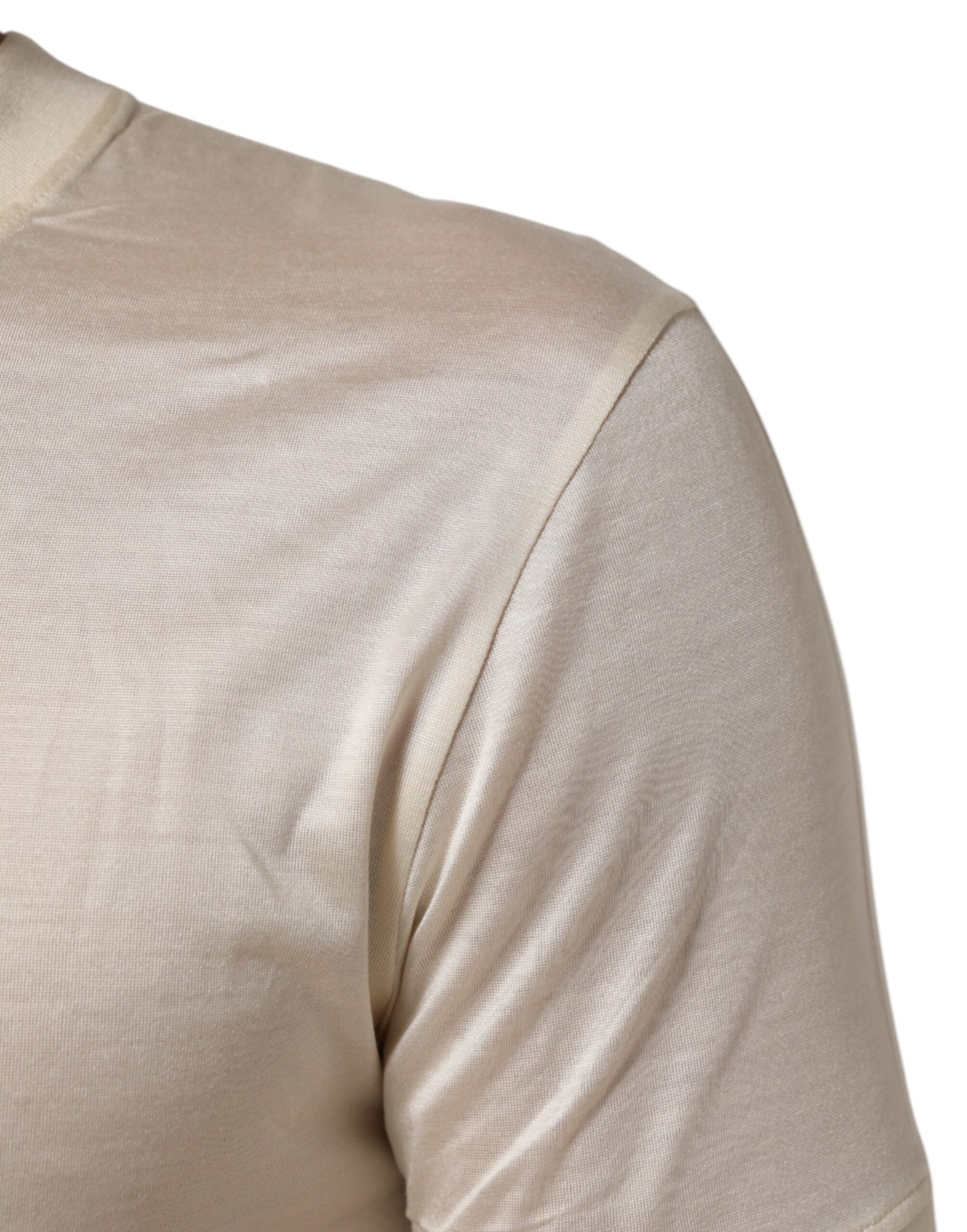 Dolce & Gabbana Off White Silk Crew Neck Short Sleeve T-shirt | Regal Royce