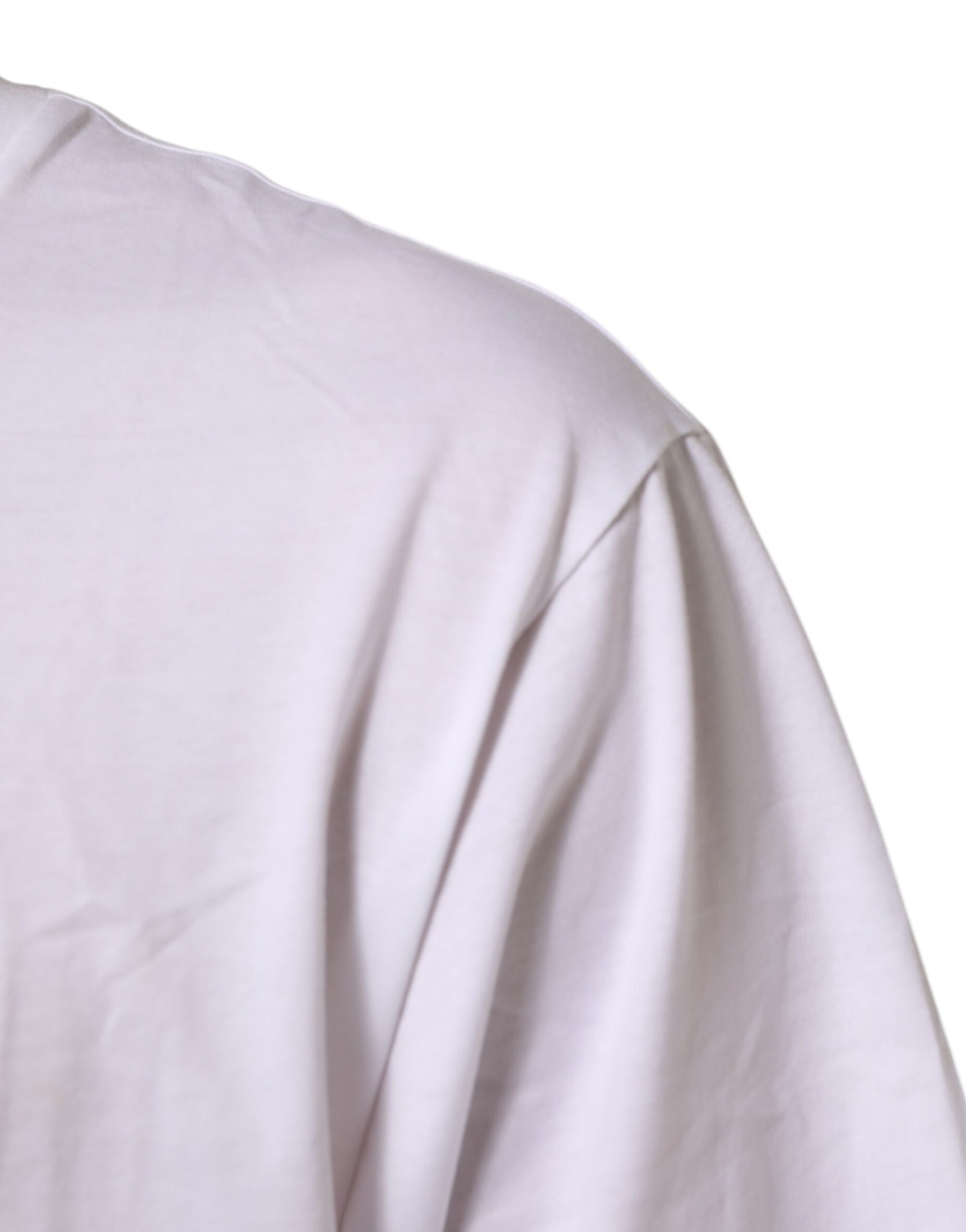 Dolce & Gabbana White Logo Print Cotton Crew Neck Men T-shirt | Regal Royce