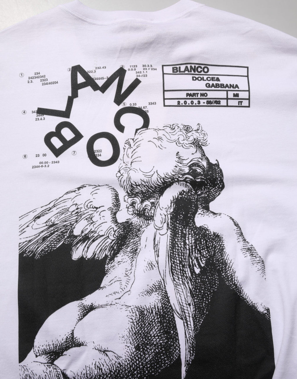 Dolce & Gabbana White Angel Print Cotton Men Crew Neck T-shirt