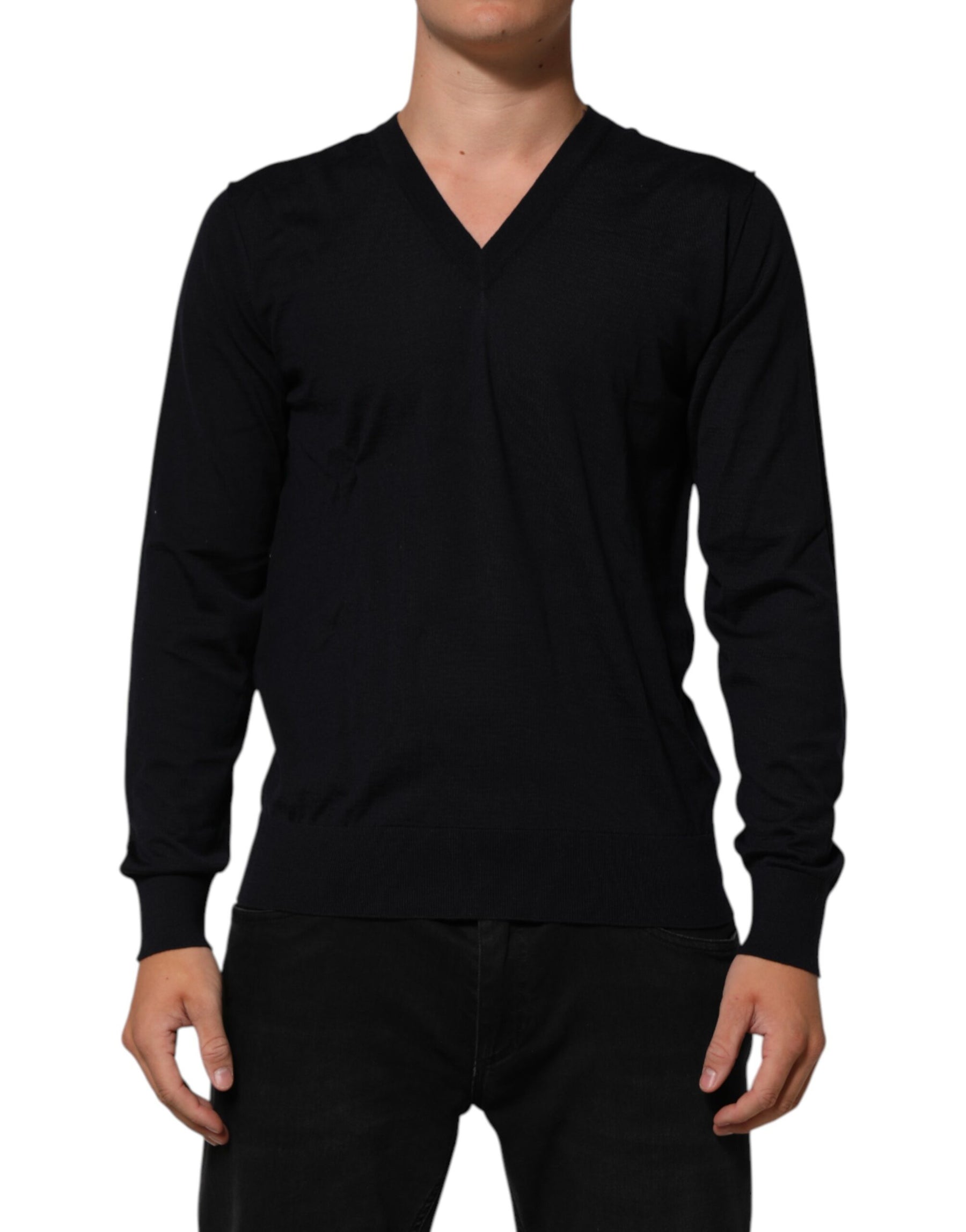 Dolce & Gabbana Black Cashmere Knit V-Neck Pullover Sweater | Regal Royce