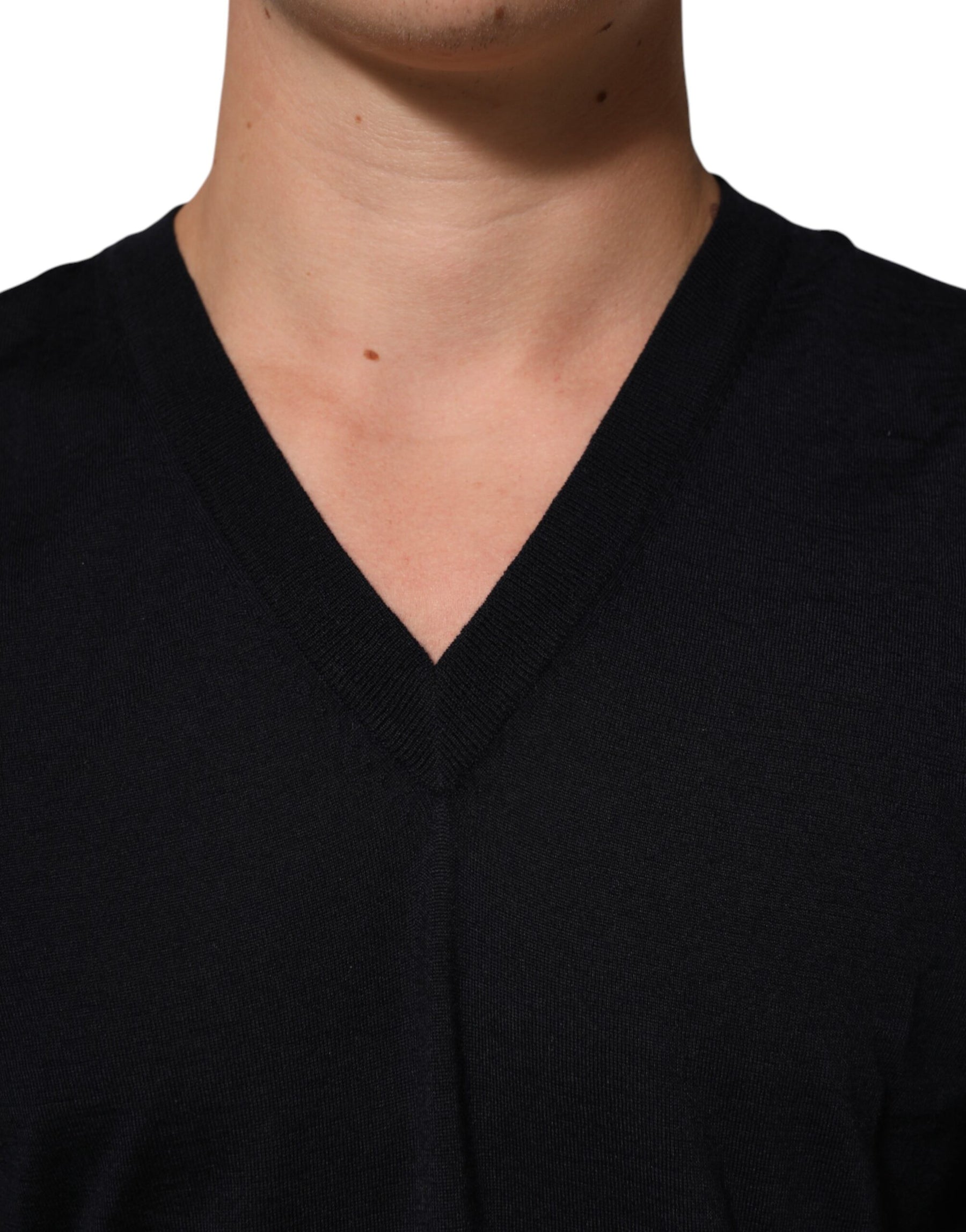 Dolce & Gabbana Black Cashmere Knit V-Neck Pullover Sweater | Regal Royce