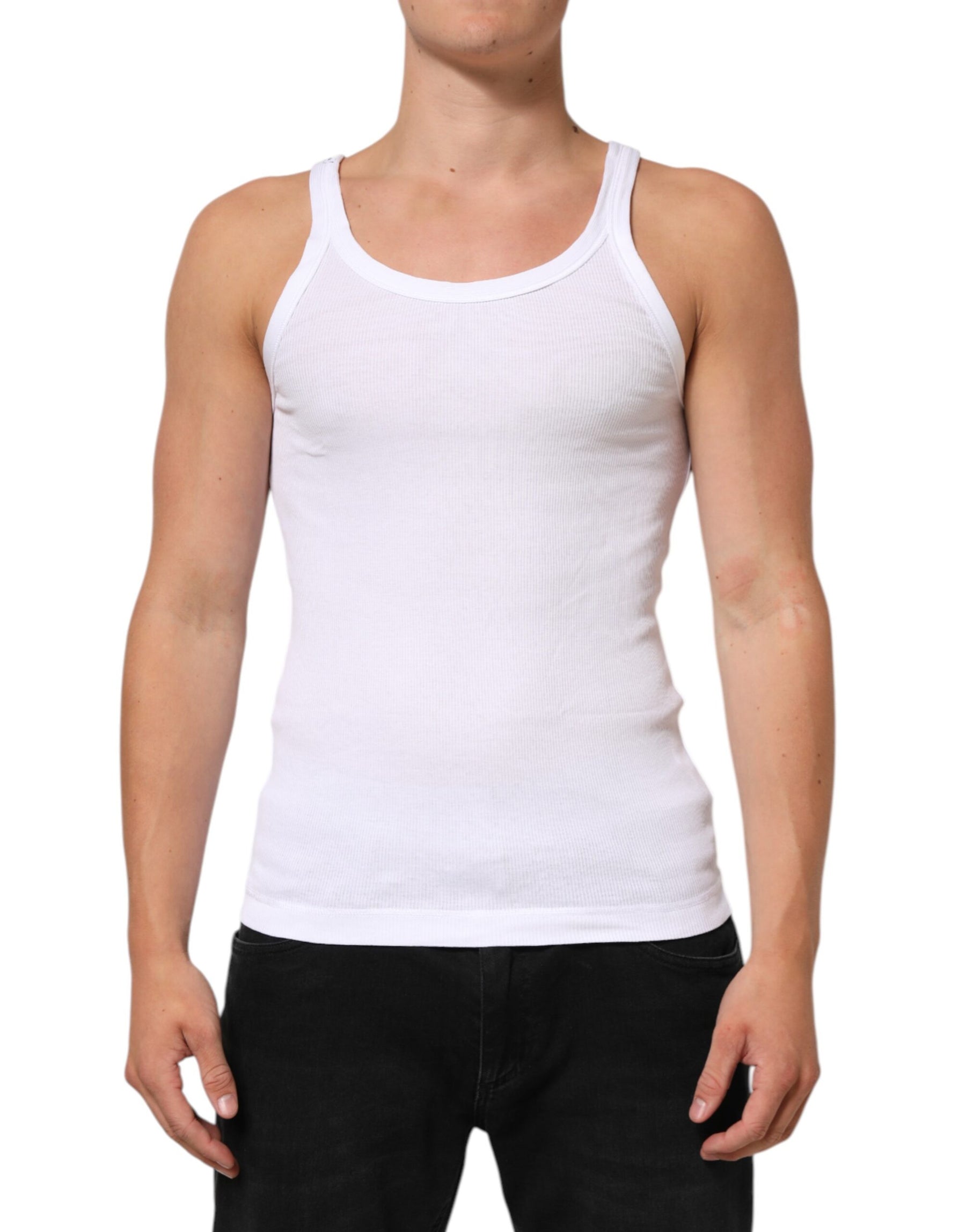 Dolce & Gabbana White Sleeveless Round Neck Tank Top T-shirt | Regal Royce