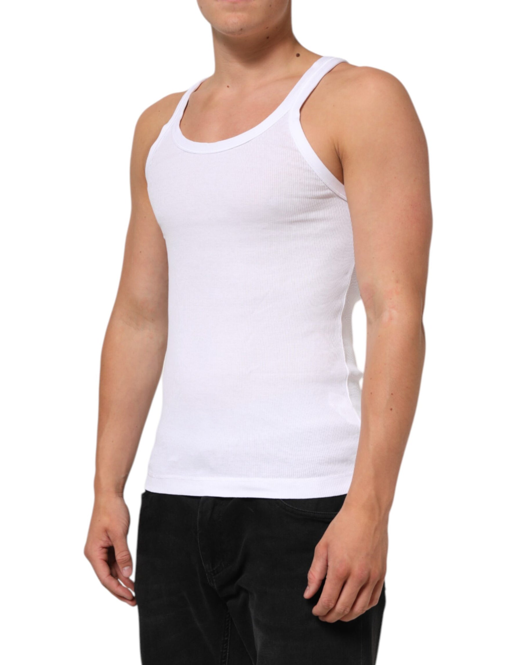 Dolce & Gabbana White Sleeveless Round Neck Tank Top T-shirt | Regal Royce