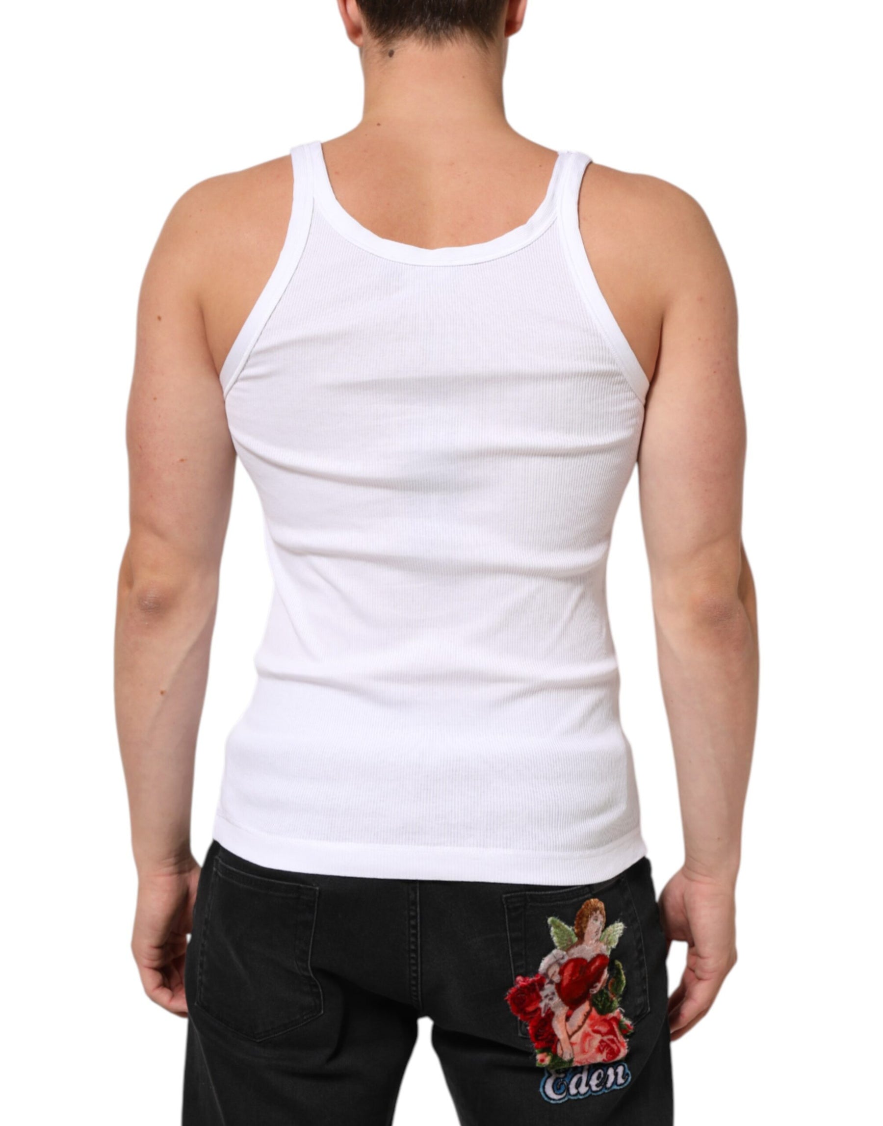 Dolce & Gabbana White Sleeveless Round Neck Tank Top T-shirt | Regal Royce