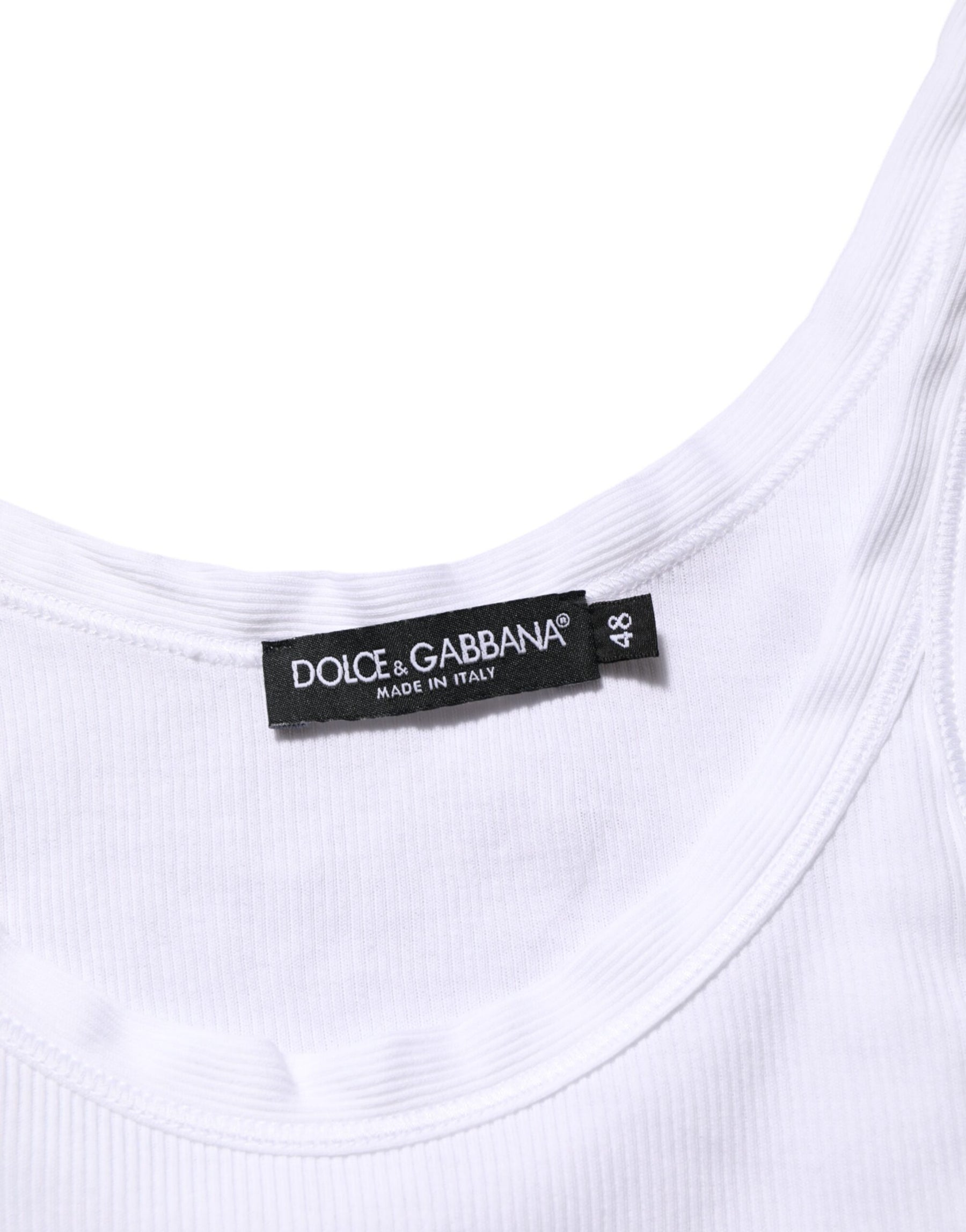 Dolce & Gabbana White Sleeveless Round Neck Tank Top T-shirt | Regal Royce