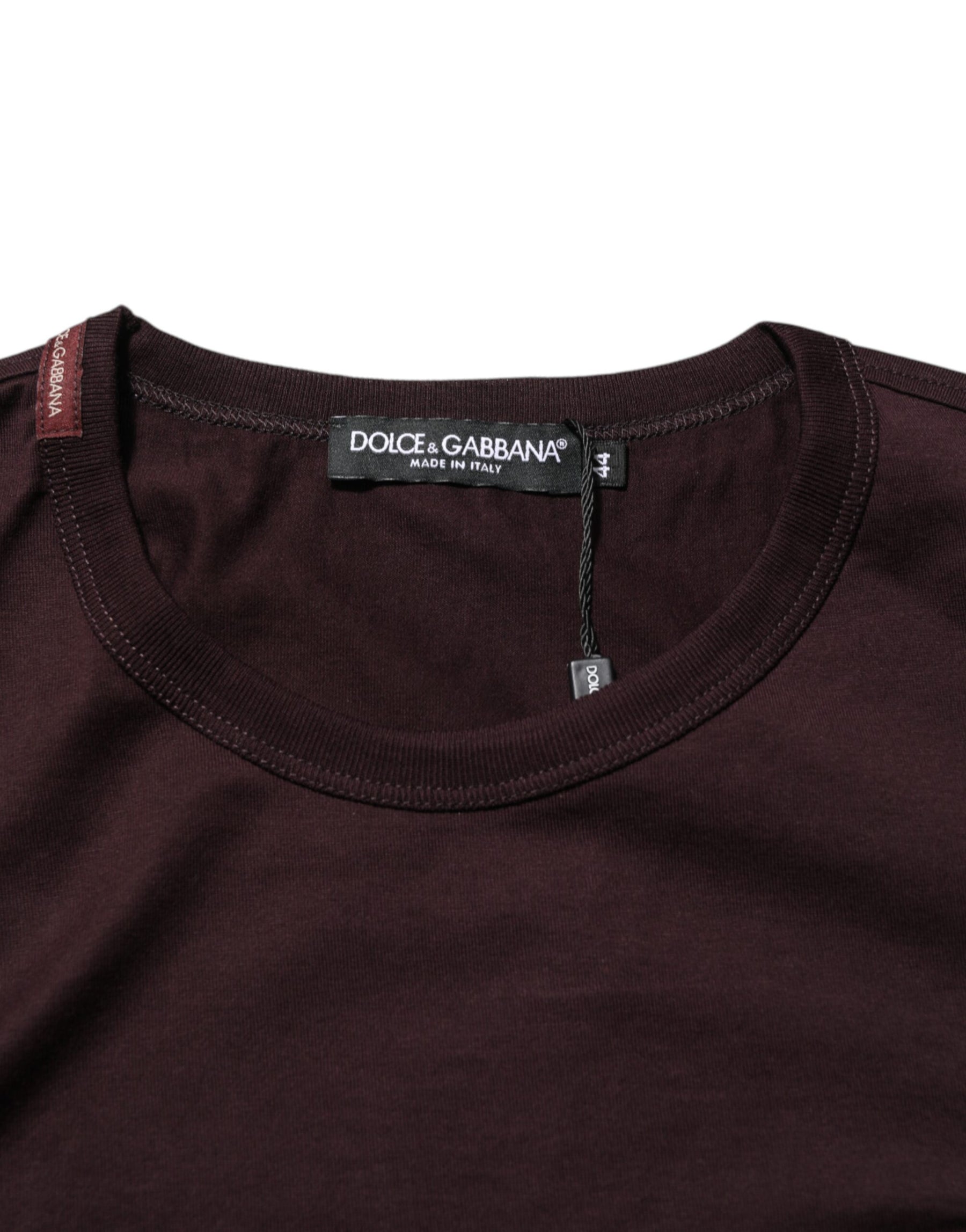Dolce & Gabbana Brown Logo Plaque Cotton Crew Neck T-shirt | Regal Royce