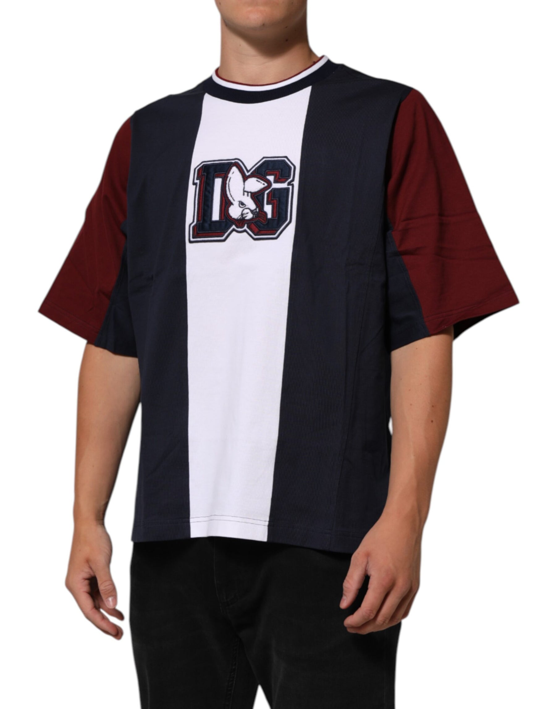 Dolce & Gabbana Multicolor Striped Cotton Men Crew Neck T-shirt | Regal Royce