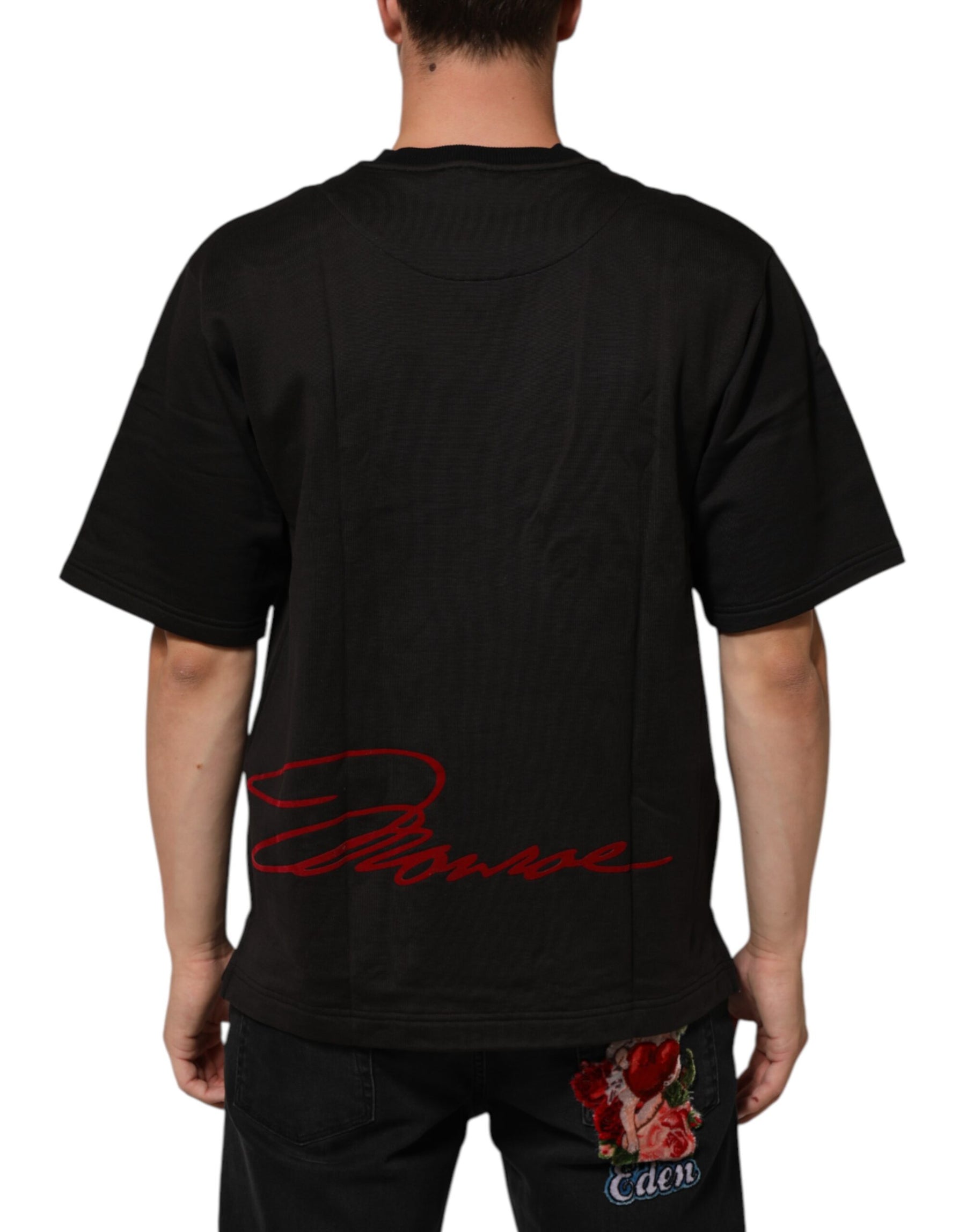 Dolce & Gabbana Black Marilyn Monroe Cotton Crew Neck T-shirt | Regal Royce