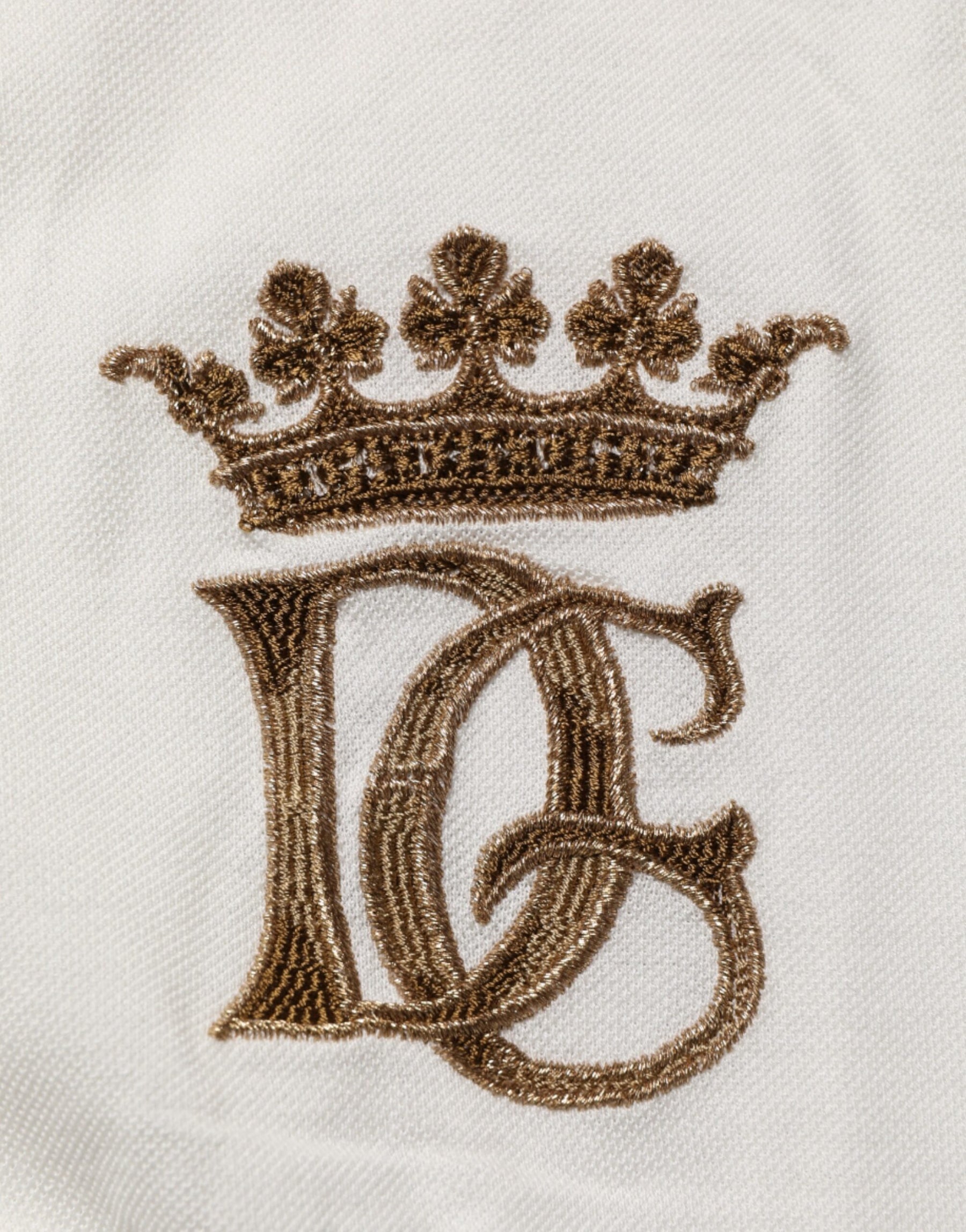 Dolce & Gabbana White Logo Embroidery Cotton Polo T-shirt | Regal Royce