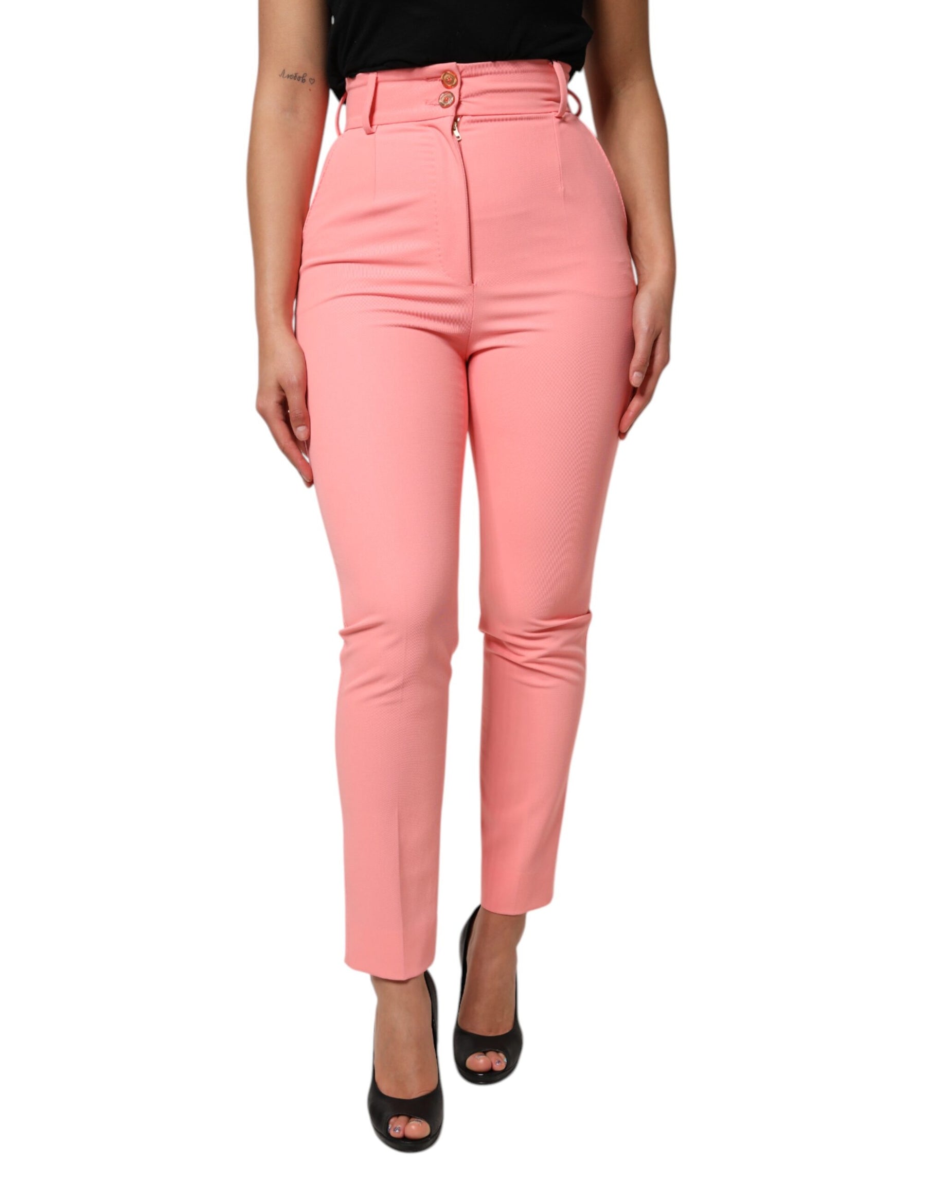 Dolce & Gabbana Pink High Waist Dress Tapered Trouser Pants | Regal Royce