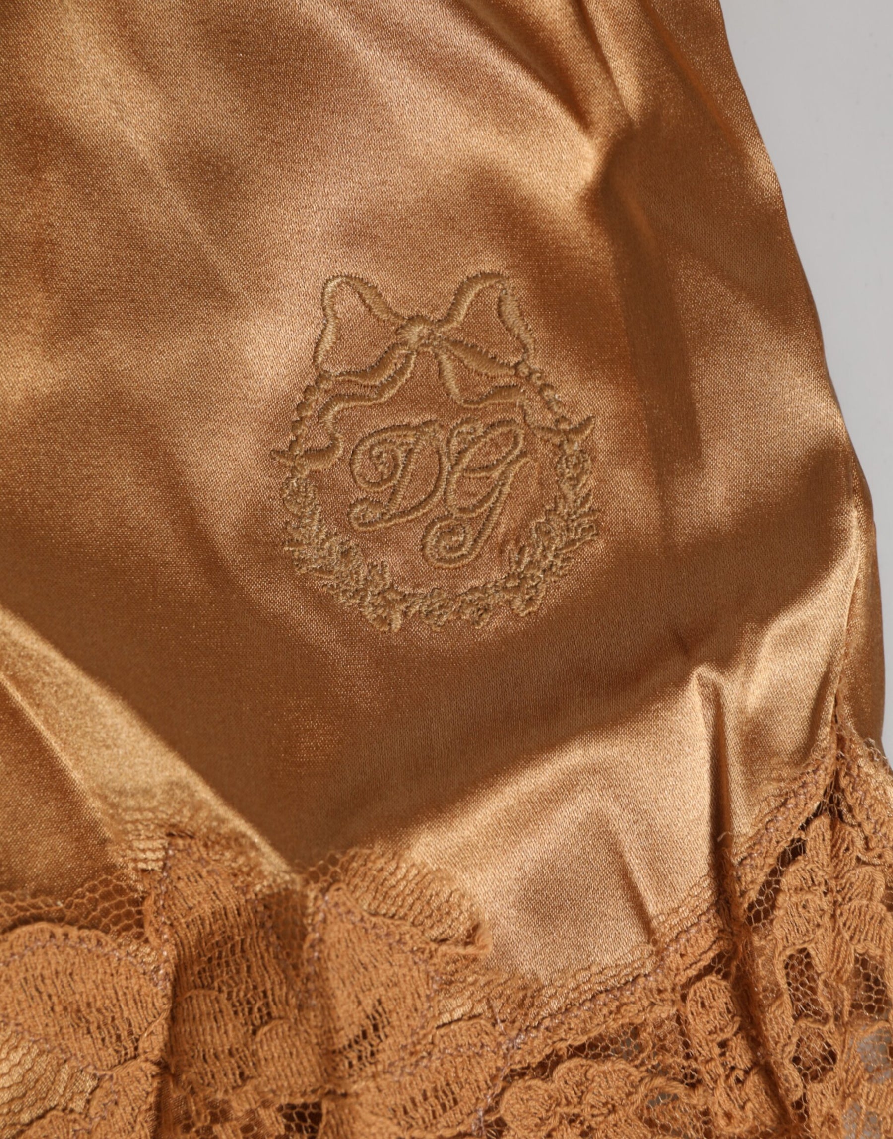 Dolce & Gabbana Brown Silk Satin Floral Lace Shorts Underwear | Regal Royce