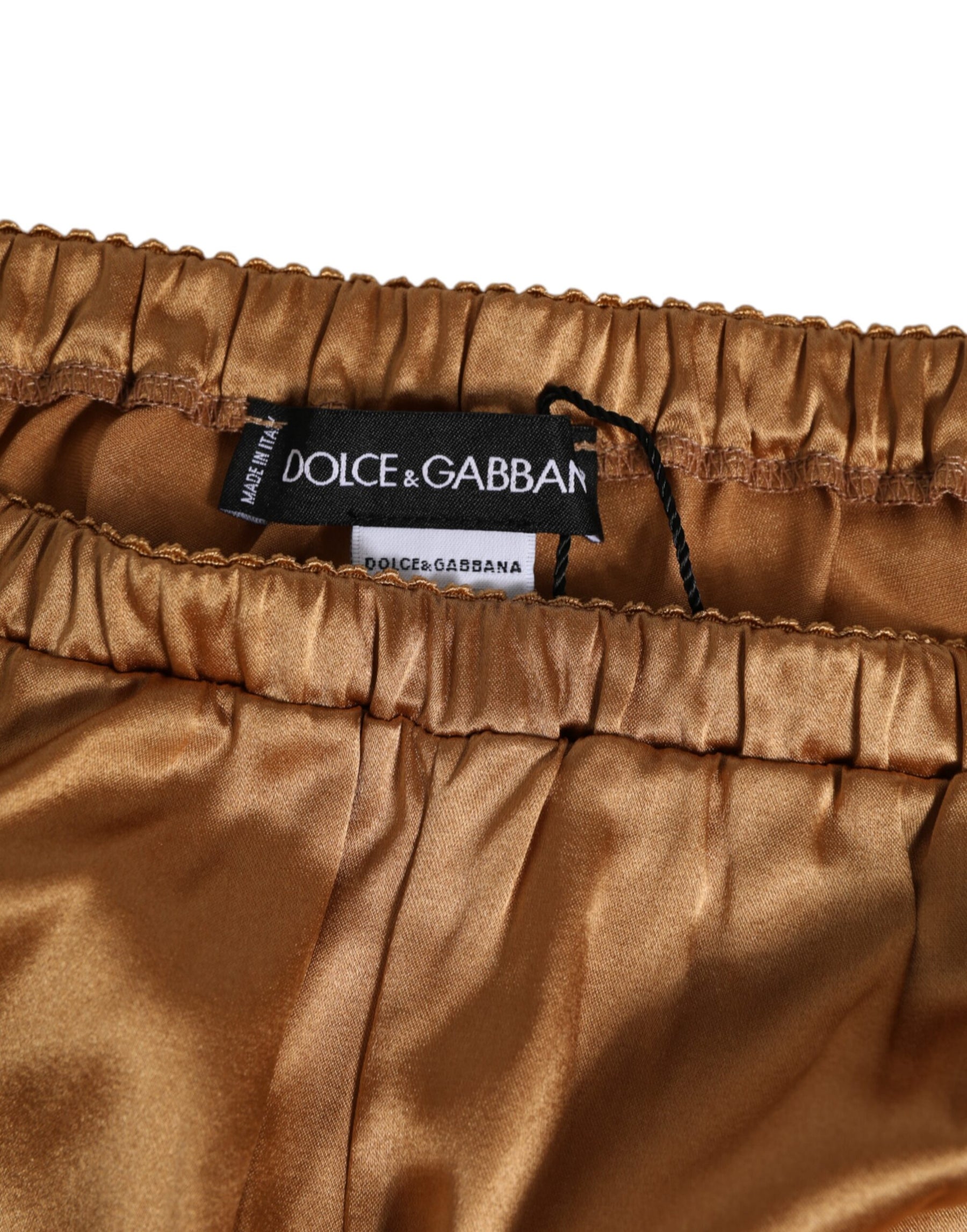 Dolce & Gabbana Brown Silk Satin Floral Lace Shorts Underwear | Regal Royce