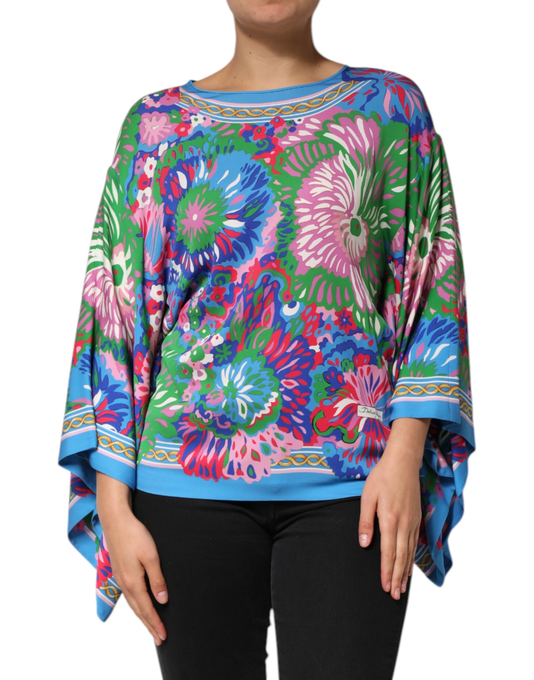 Dolce & Gabbana Multicolor Floral Print Silk Tunic Blouse Top | Regal Royce