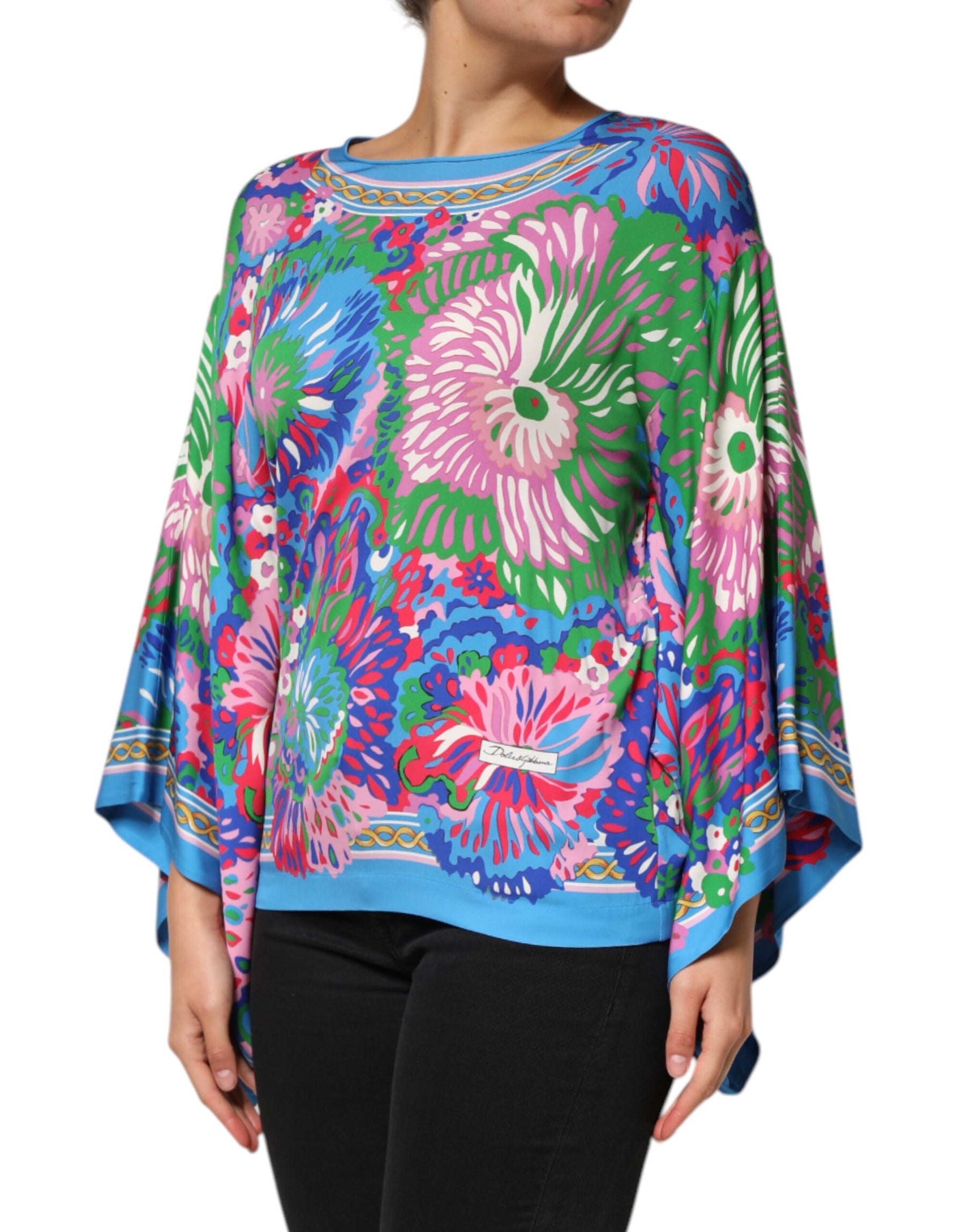 Dolce & Gabbana Multicolor Floral Printed Tunic Blouse Top | Regal Royce