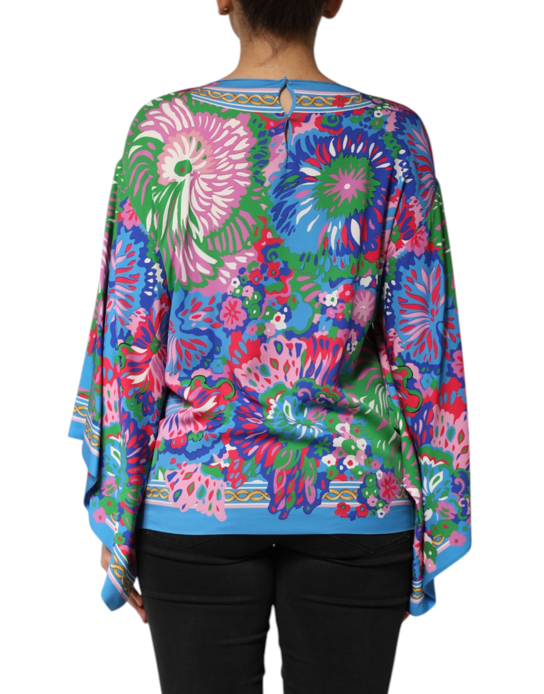 Dolce & Gabbana Multicolor Floral Print Silk Tunic Blouse Top | Regal Royce