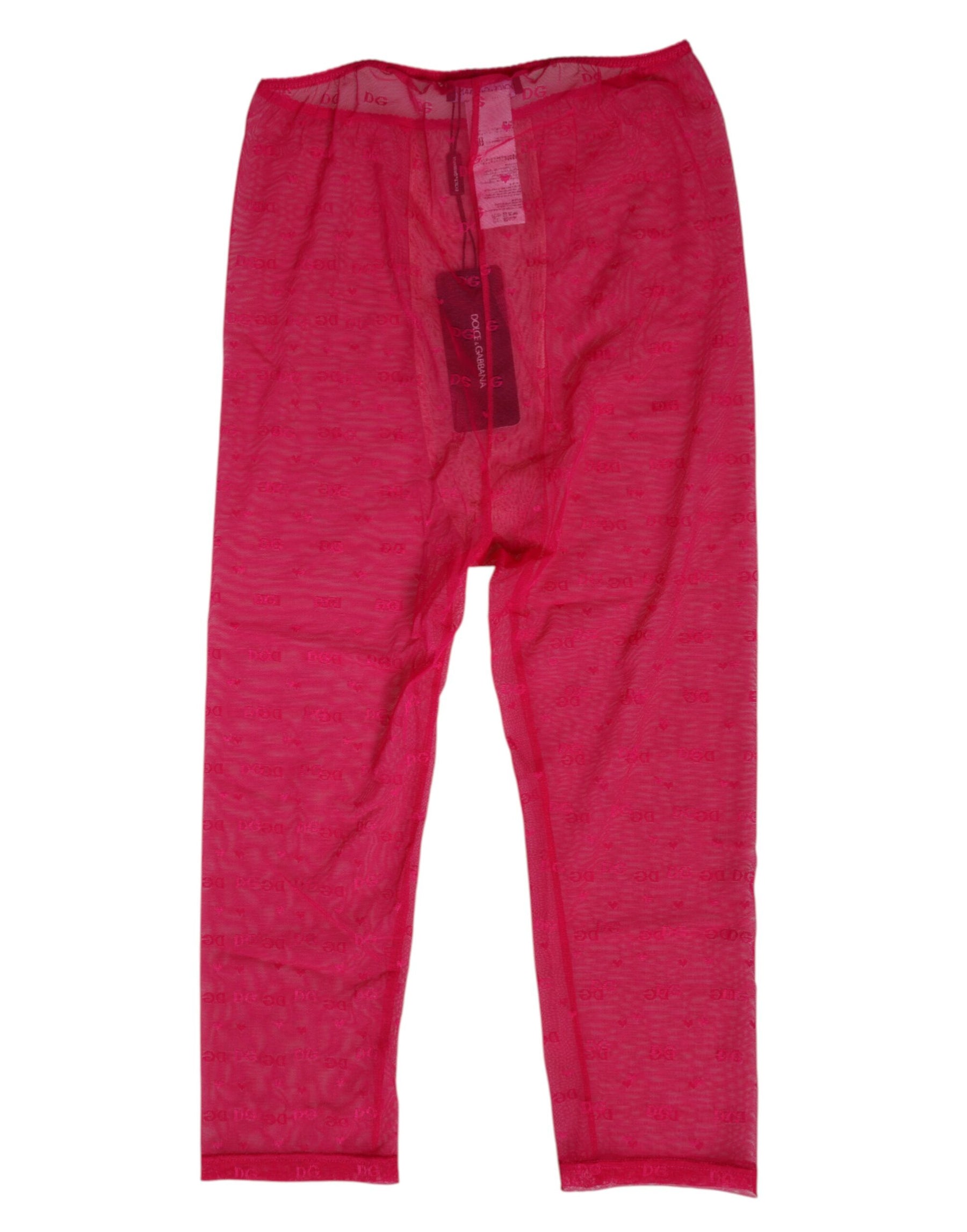 Dolce & Gabbana Fuchsia Logo Lace Tight Midi Trousers Underwear | Regal Royce