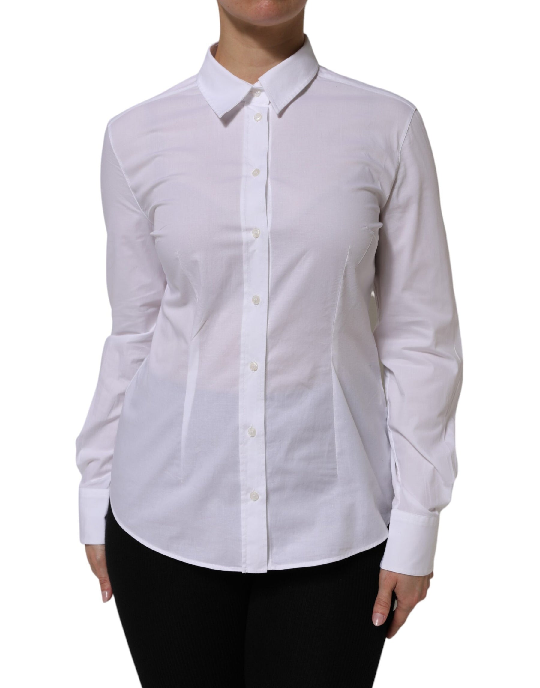 Dolce & Gabbana White Cotton Collared Dress Formal Shirt  Top | Regal Royce