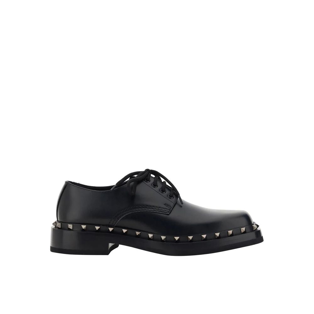 Valentino Garavani Black Calfskin Oxfords And Derbies