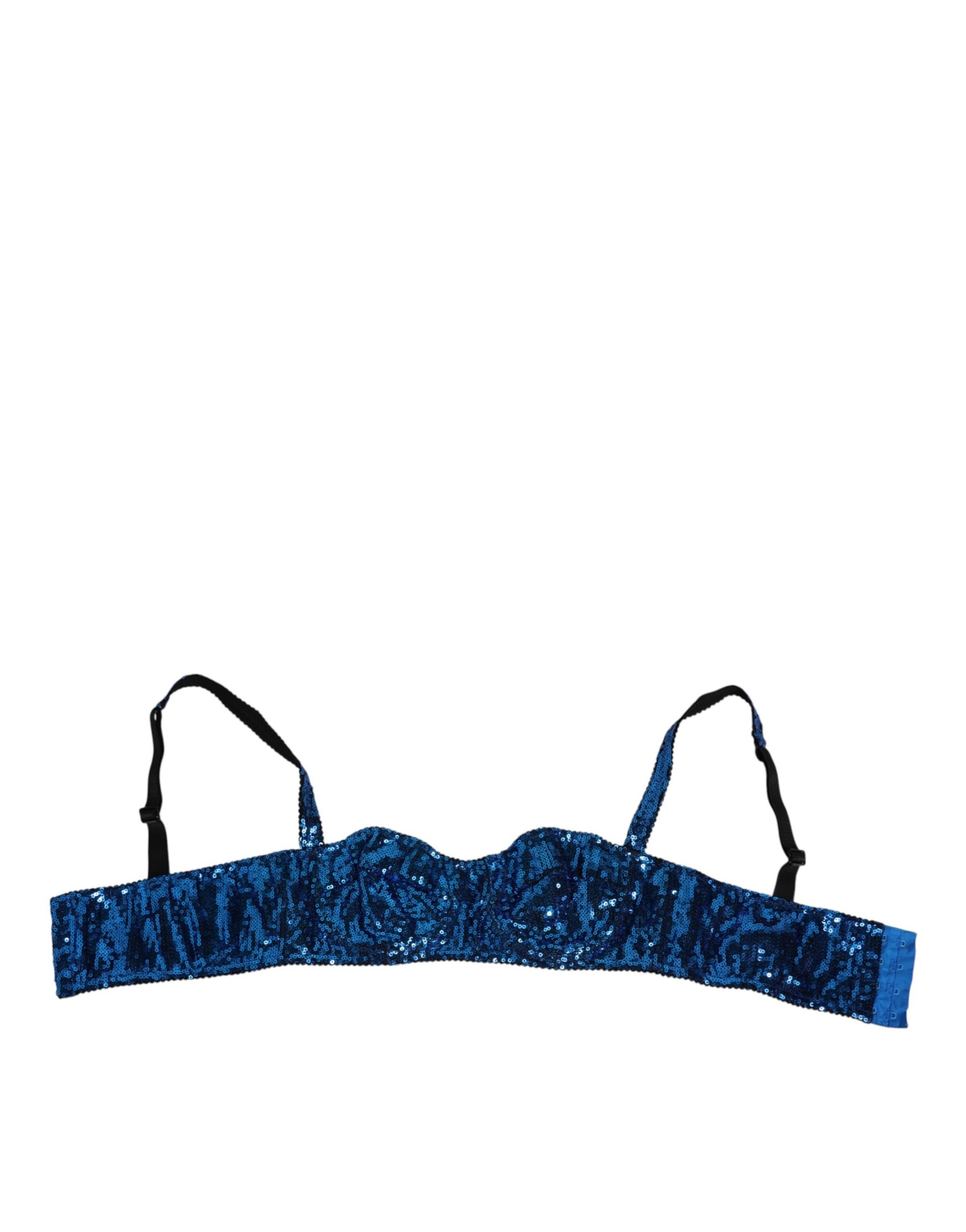 Dolce & Gabbana Blue Sequin Embellished Balconnet Bra Underwear | Regal Royce