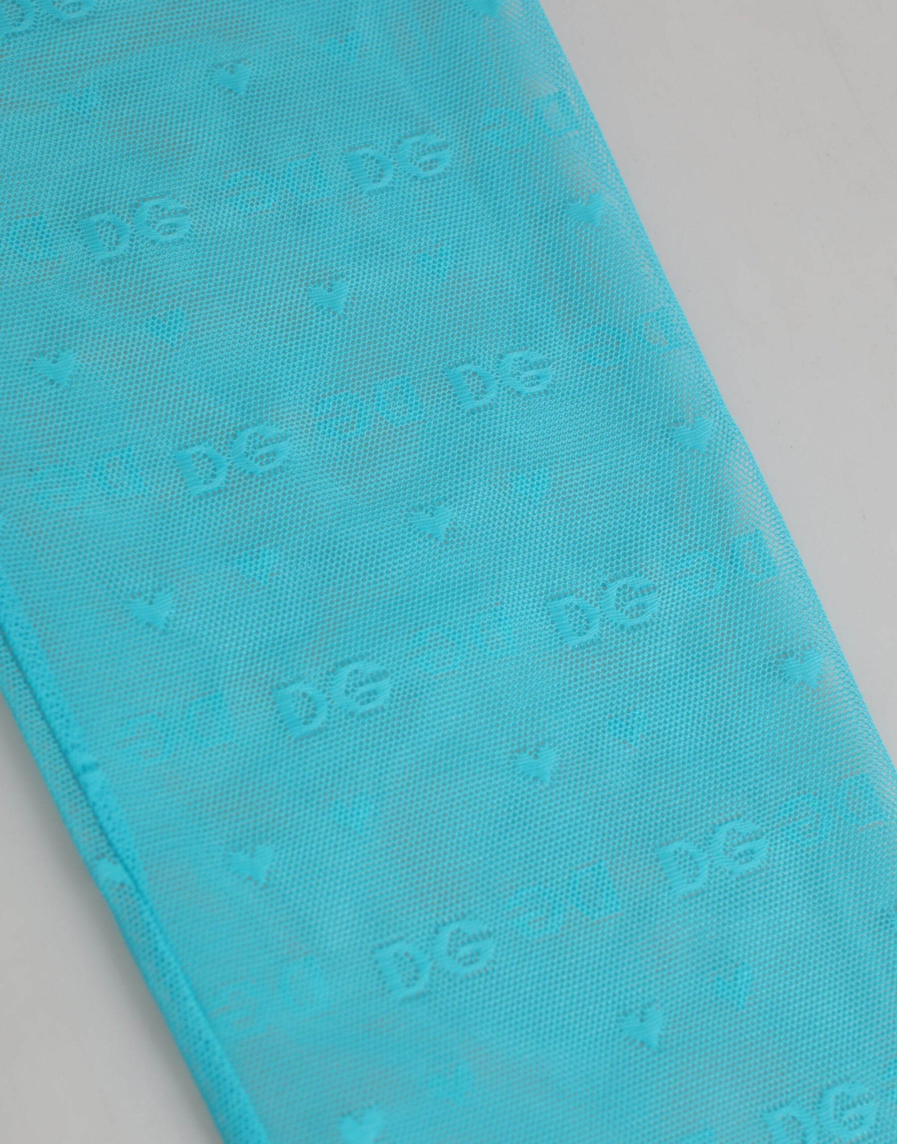 Dolce & Gabbana Light Blue Nylon Logo Lace Leggings Pants Underwear | Regal Royce