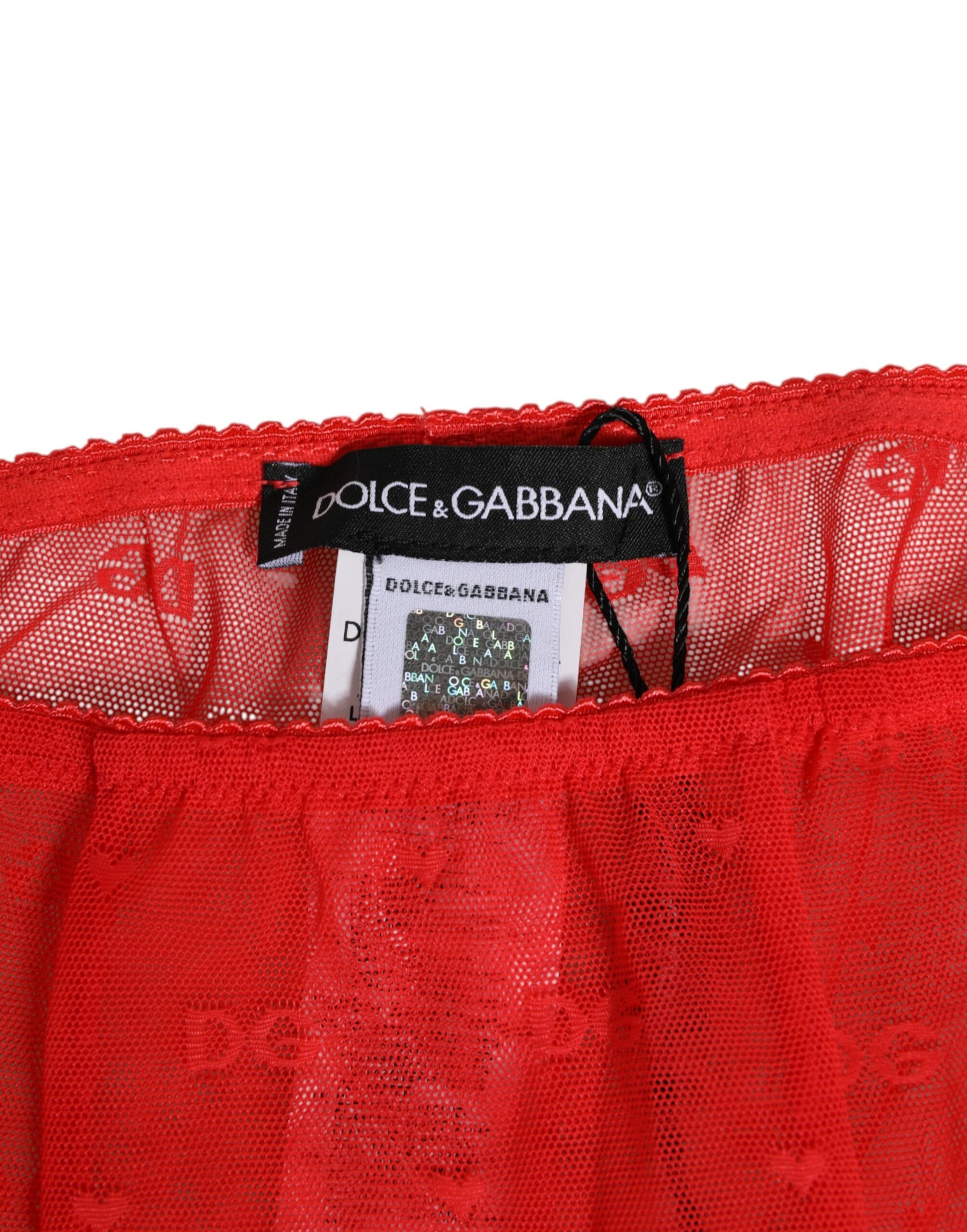 Dolce & Gabbana Red Nylon Logo Lace Leggings Pants Underwear | Regal Royce