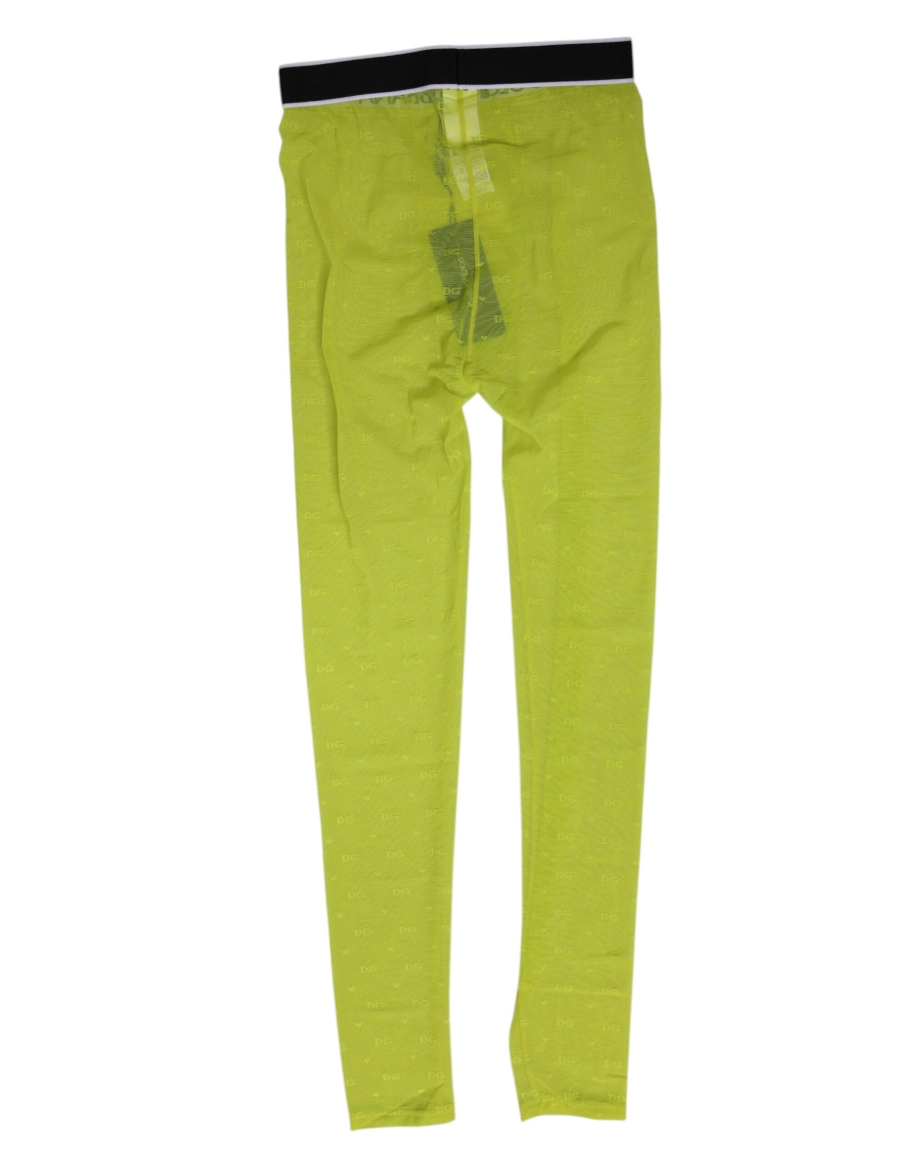Dolce & Gabbana Neon Green Nylon Logo Lace Leggings Pants Underwear | Regal Royce