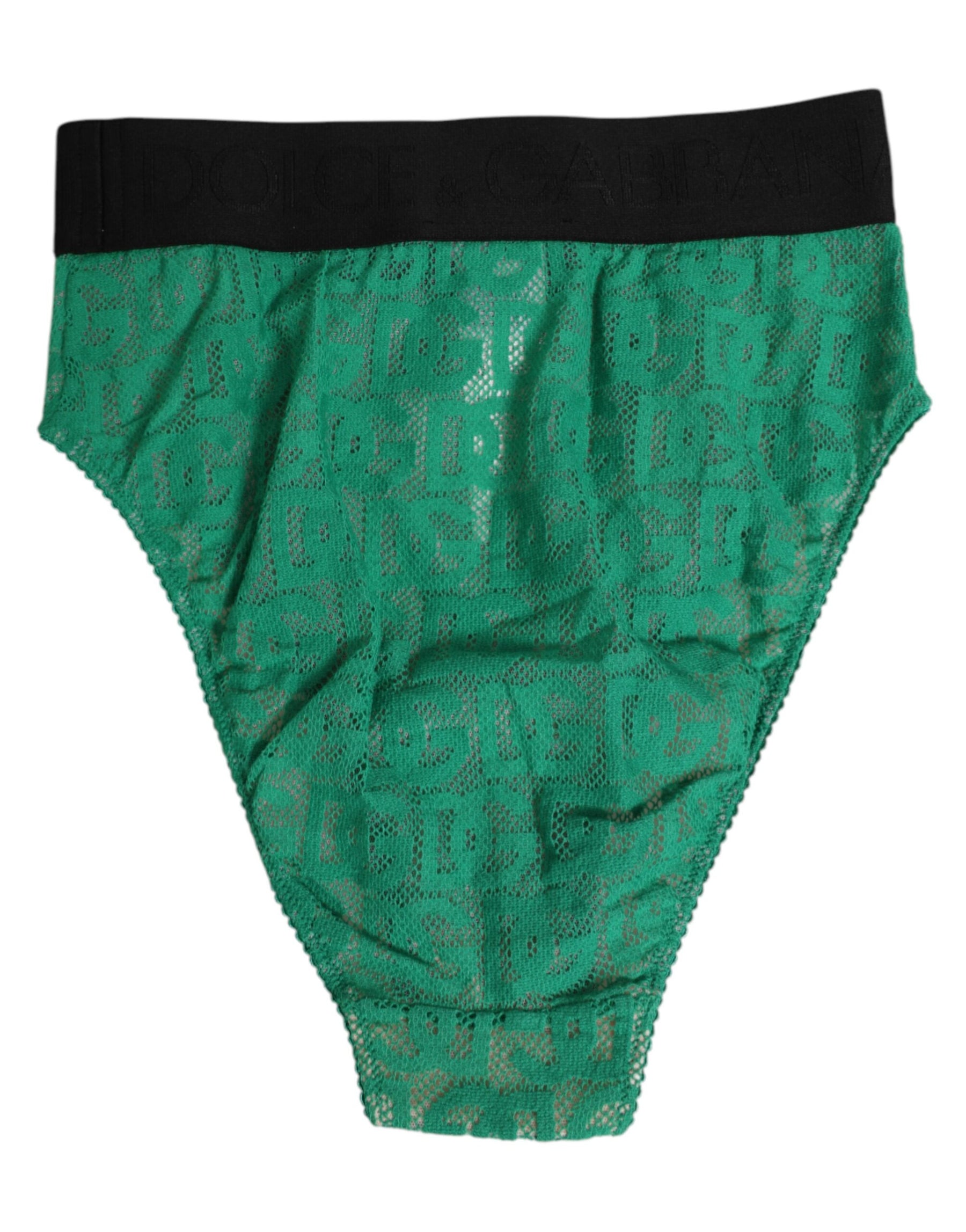 Dolce & Gabbana Green DG Logo Lace High Brief Panty Underwear | Regal Royce
