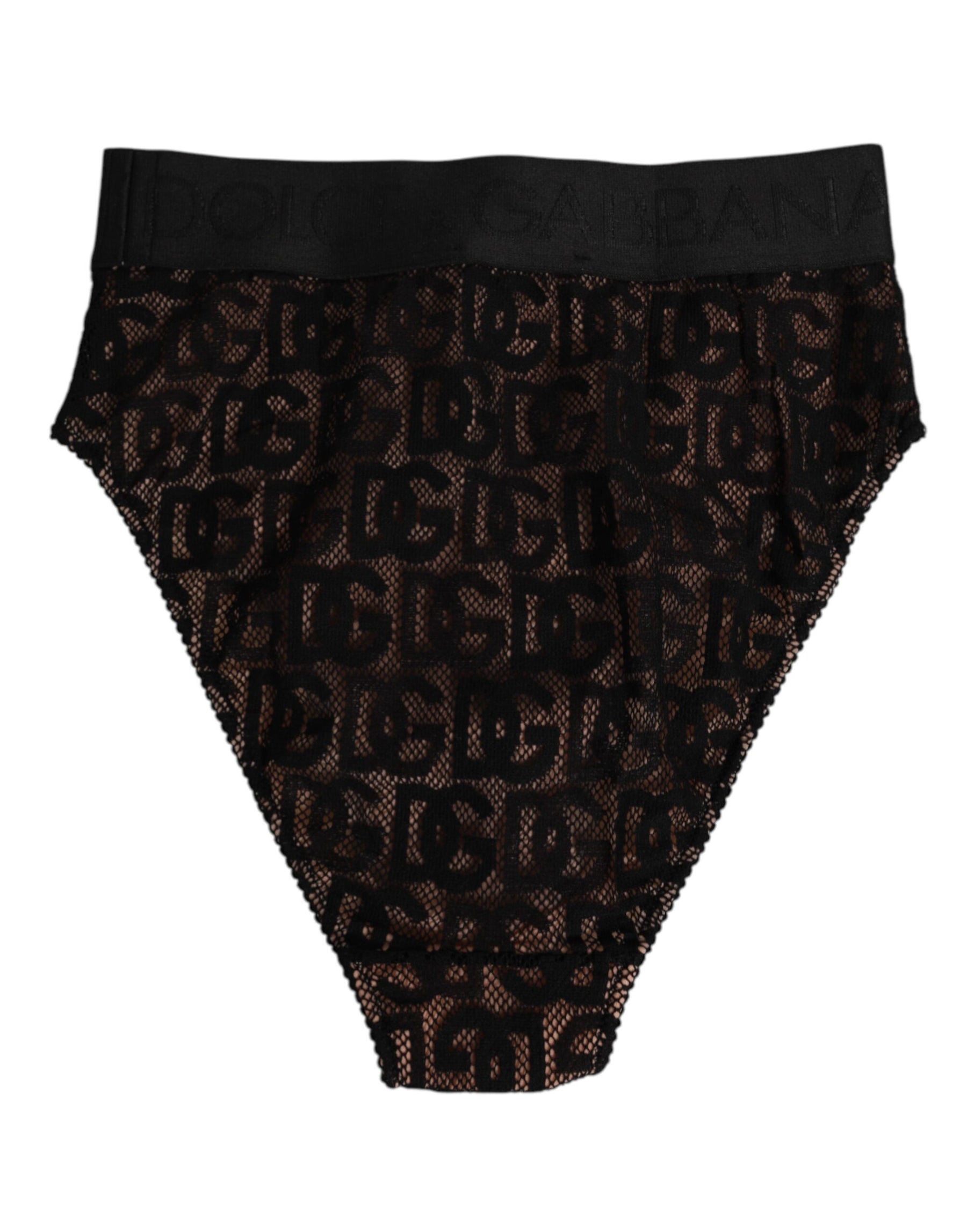 Dolce & Gabbana Black DG Logo Lace High Brief Panty Underwear | Regal Royce