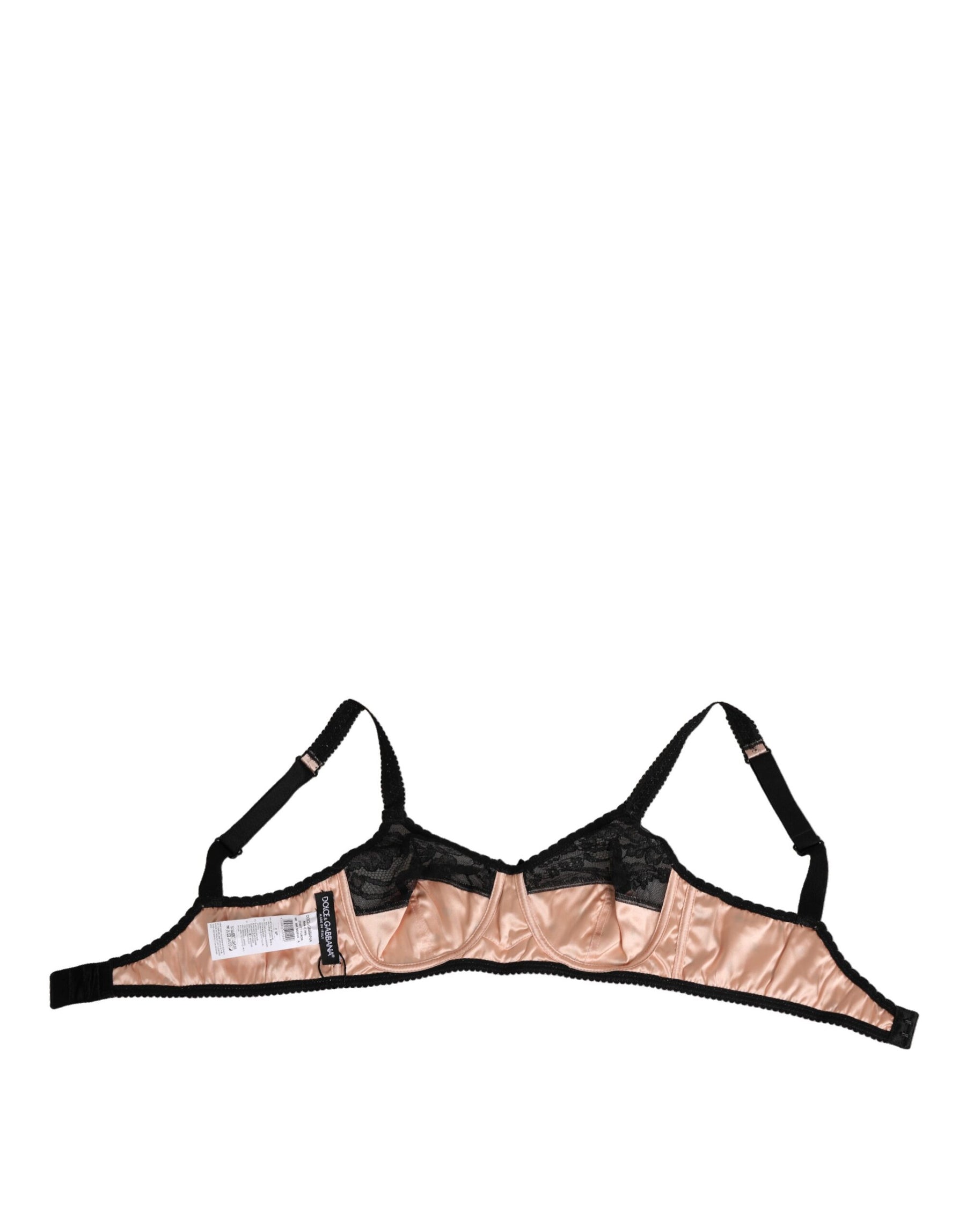 Dolce & Gabbana Beige Silk Heart Print Soft Cup Bra Underwear | Regal Royce