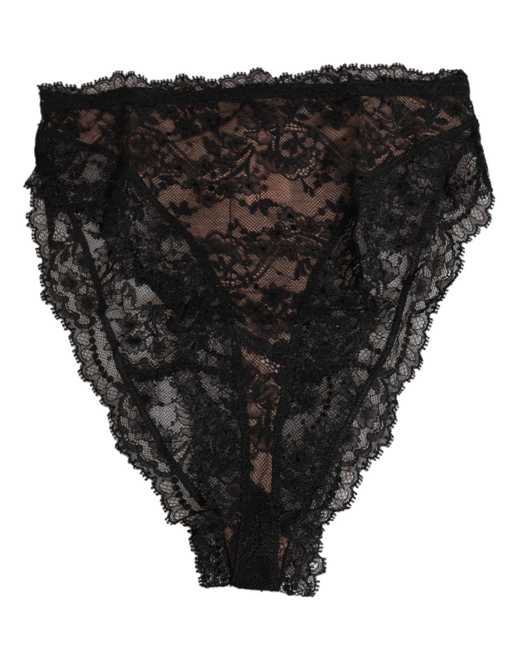Dolce & Gabbana Black Floral Lace Mesh High Brief Panty  Underwear | Regal Royce
