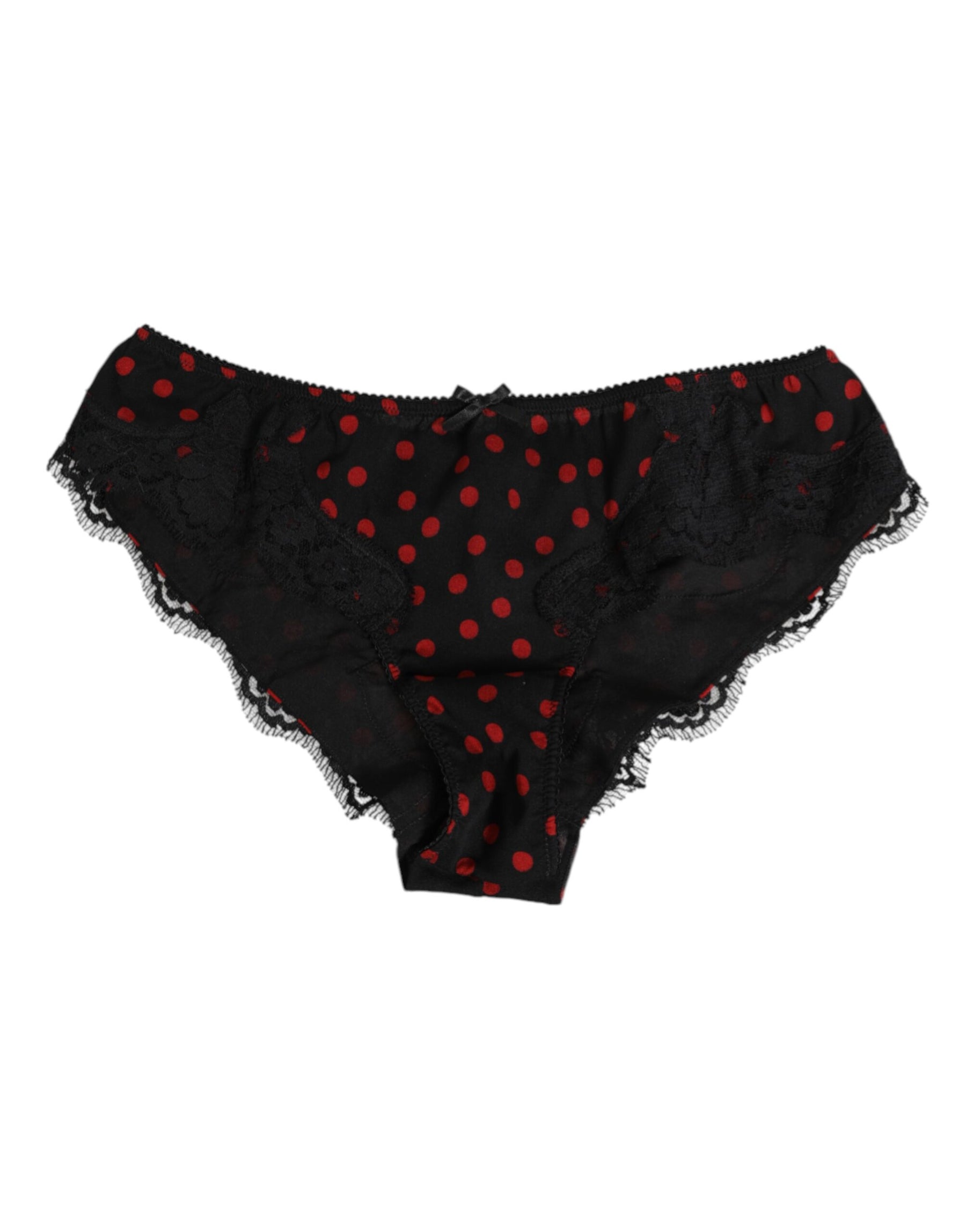 Dolce & Gabbana Black Polka Dotted Silk Low Waist Panty Underwear | Regal Royce