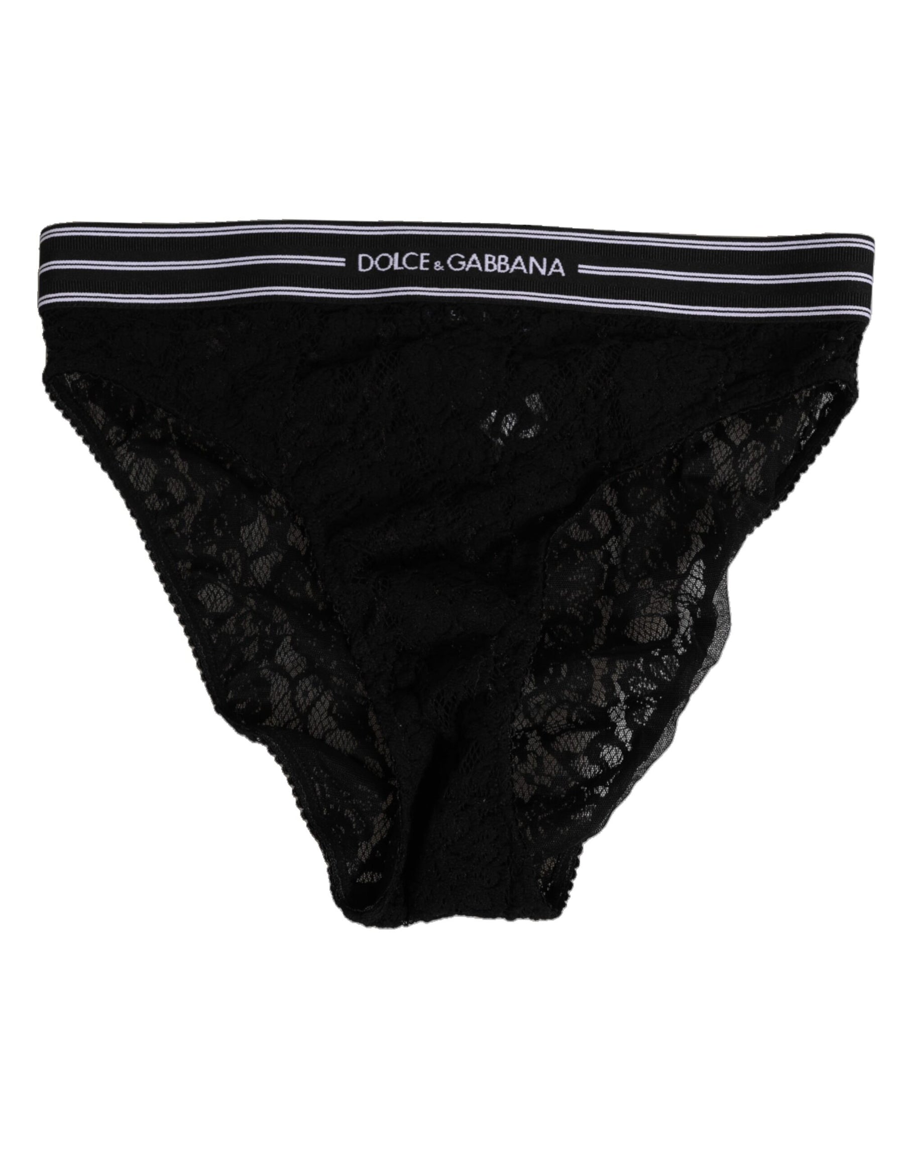 Dolce & Gabbana Black Lace Slip Brief Logo Waistband  Underwear | Regal Royce