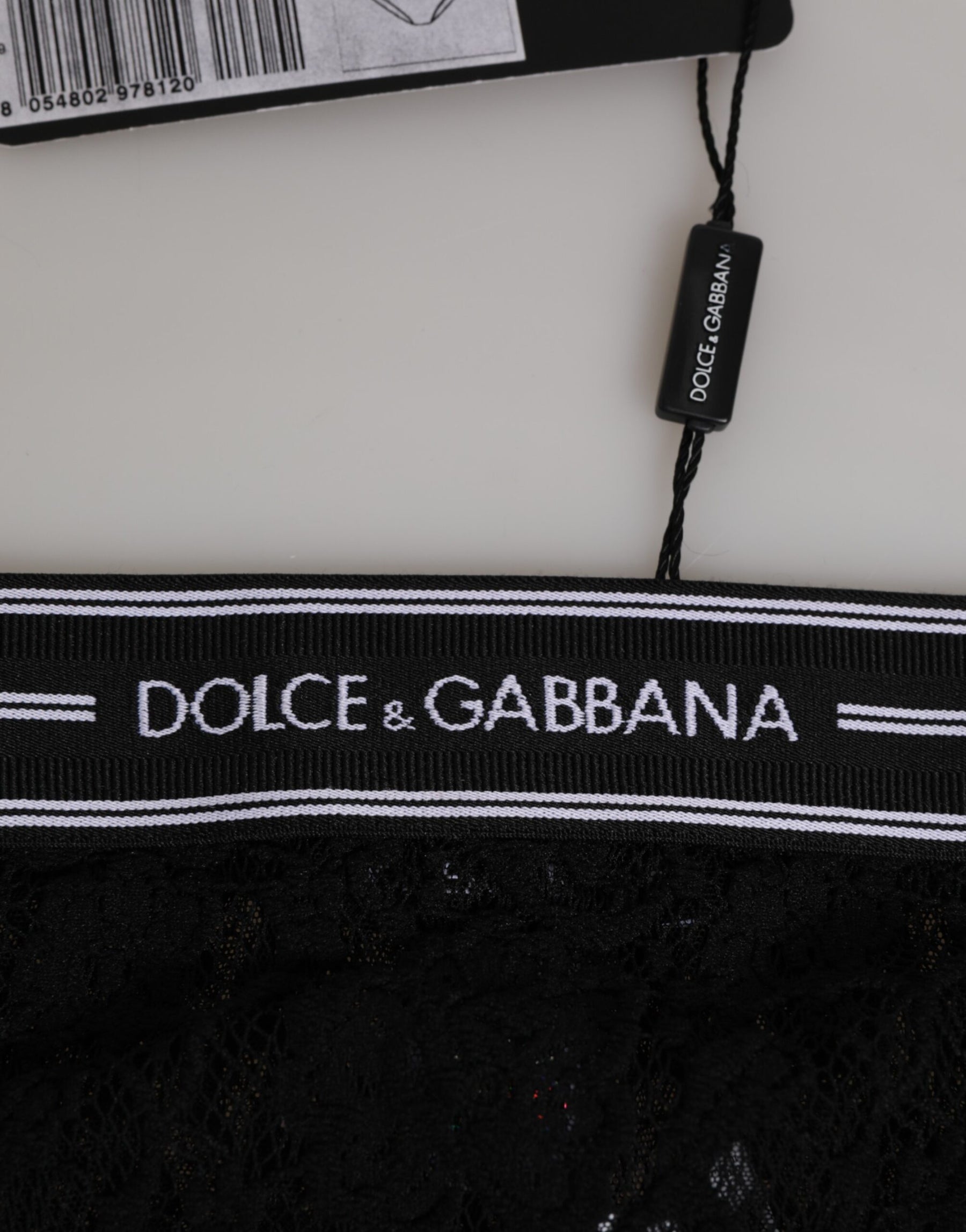 Dolce & Gabbana Black Lace Slip Brief Logo Waistband  Underwear | Regal Royce