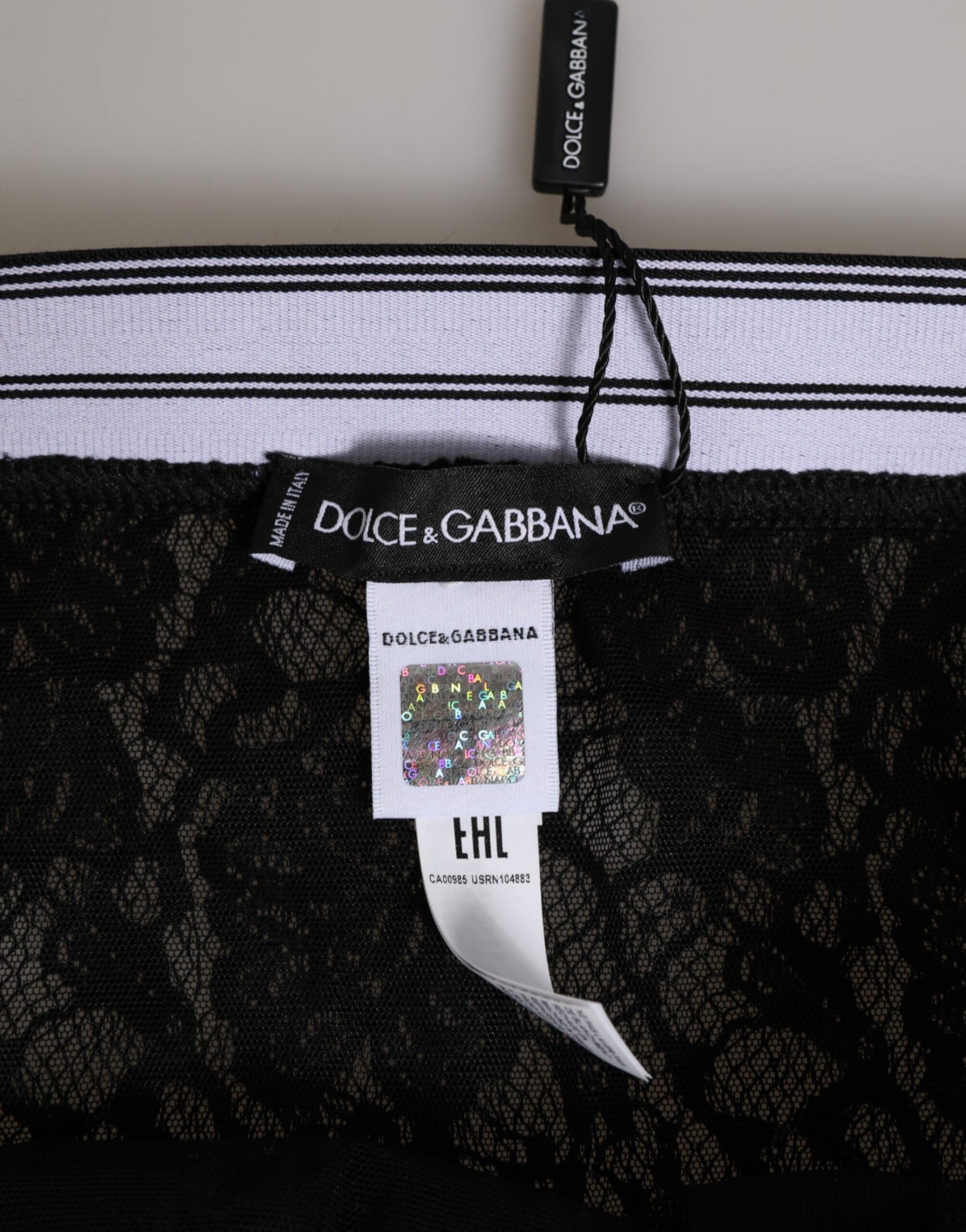 Dolce & Gabbana Black Lace Slip Brief Logo Waistband  Underwear | Regal Royce
