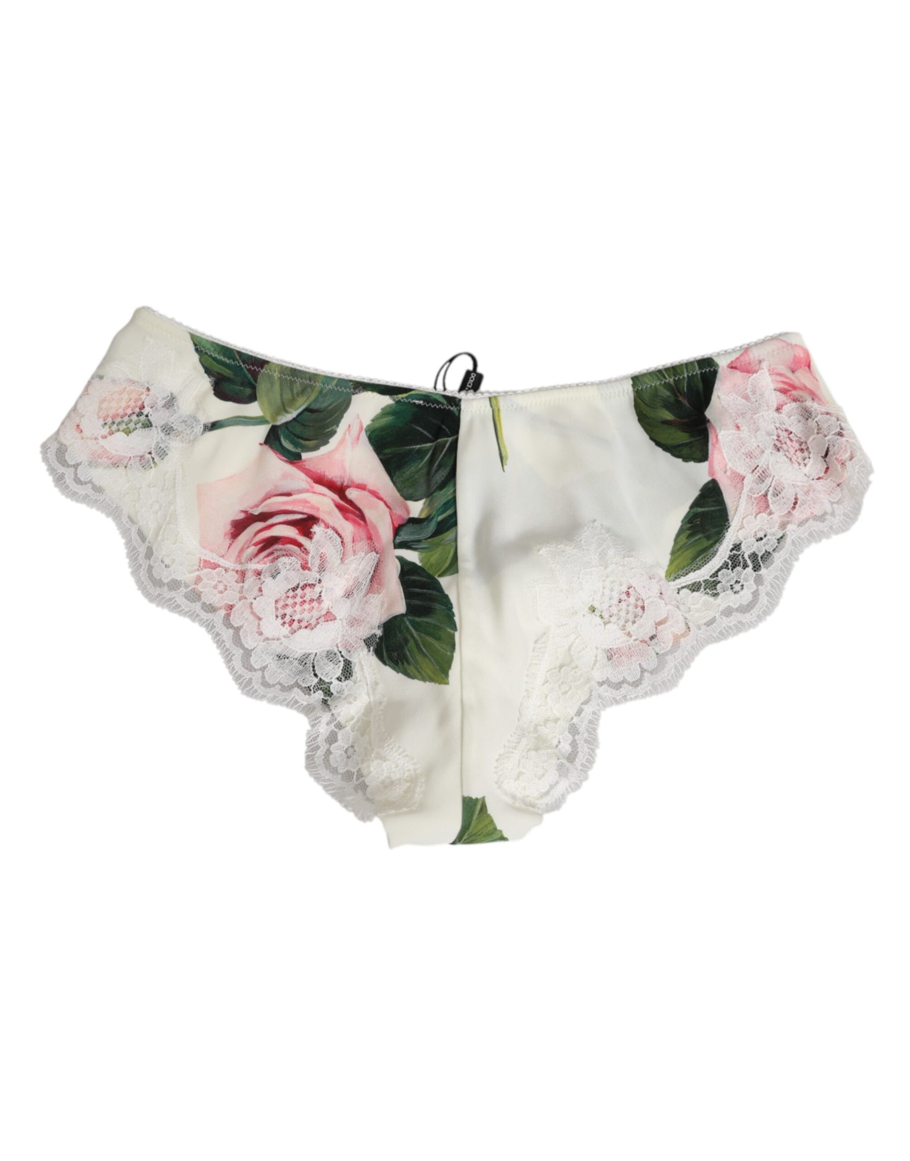 Dolce & Gabbana White Silk Satin Floral Lace Trim Slip Underwear | Regal Royce