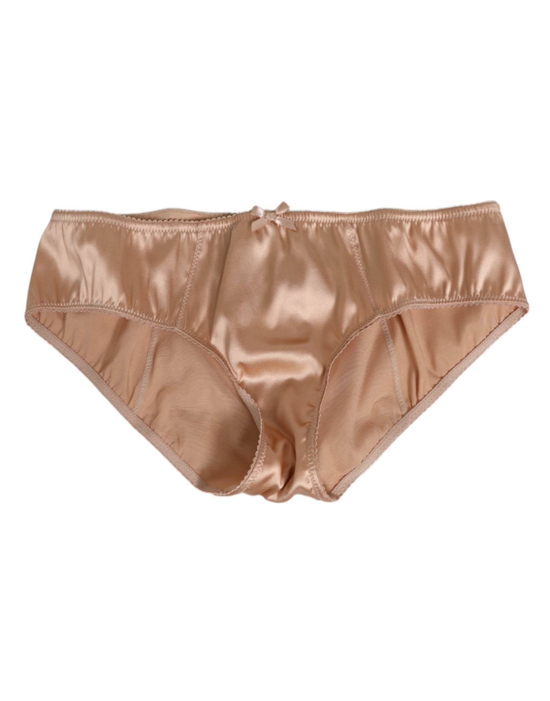 Dolce & Gabbana Beige Silk Satin Floral Lace Panty Brief Underwear | Regal Royce