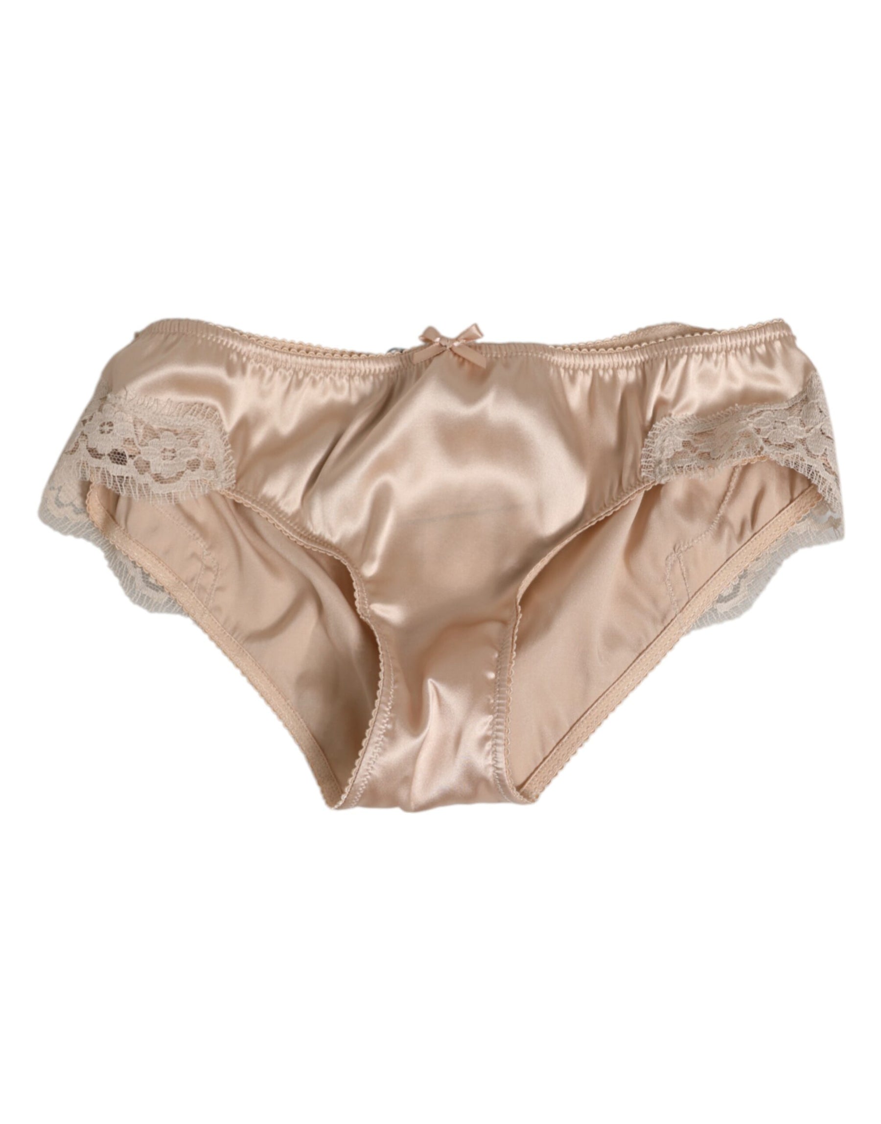 Dolce & Gabbana Beige Silk Satin Floral Lace Panty Brief Underwear | Regal Royce