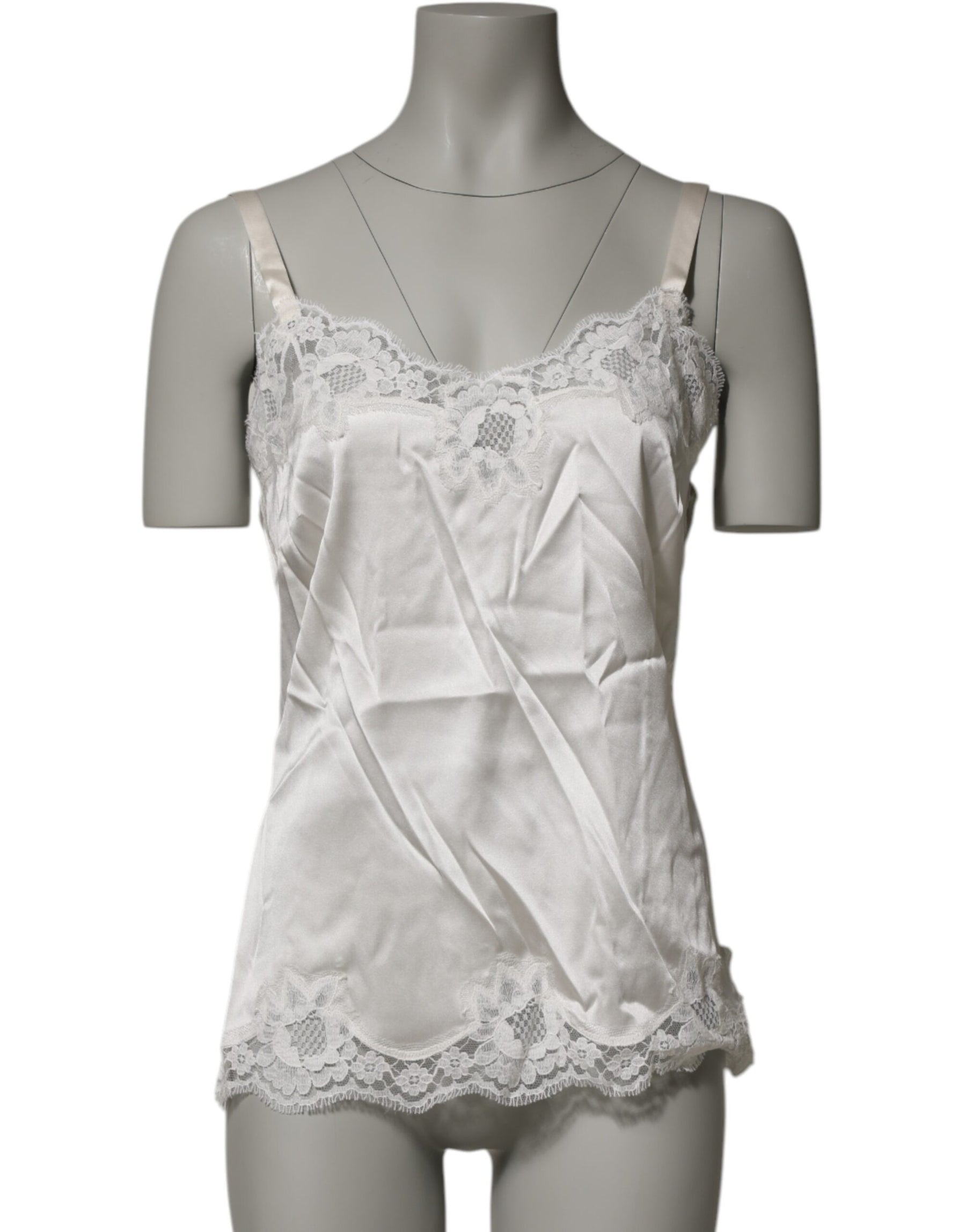 Dolce & Gabbana Off White Floral Lace Tank Lingerie Top Underwear | Regal Royce