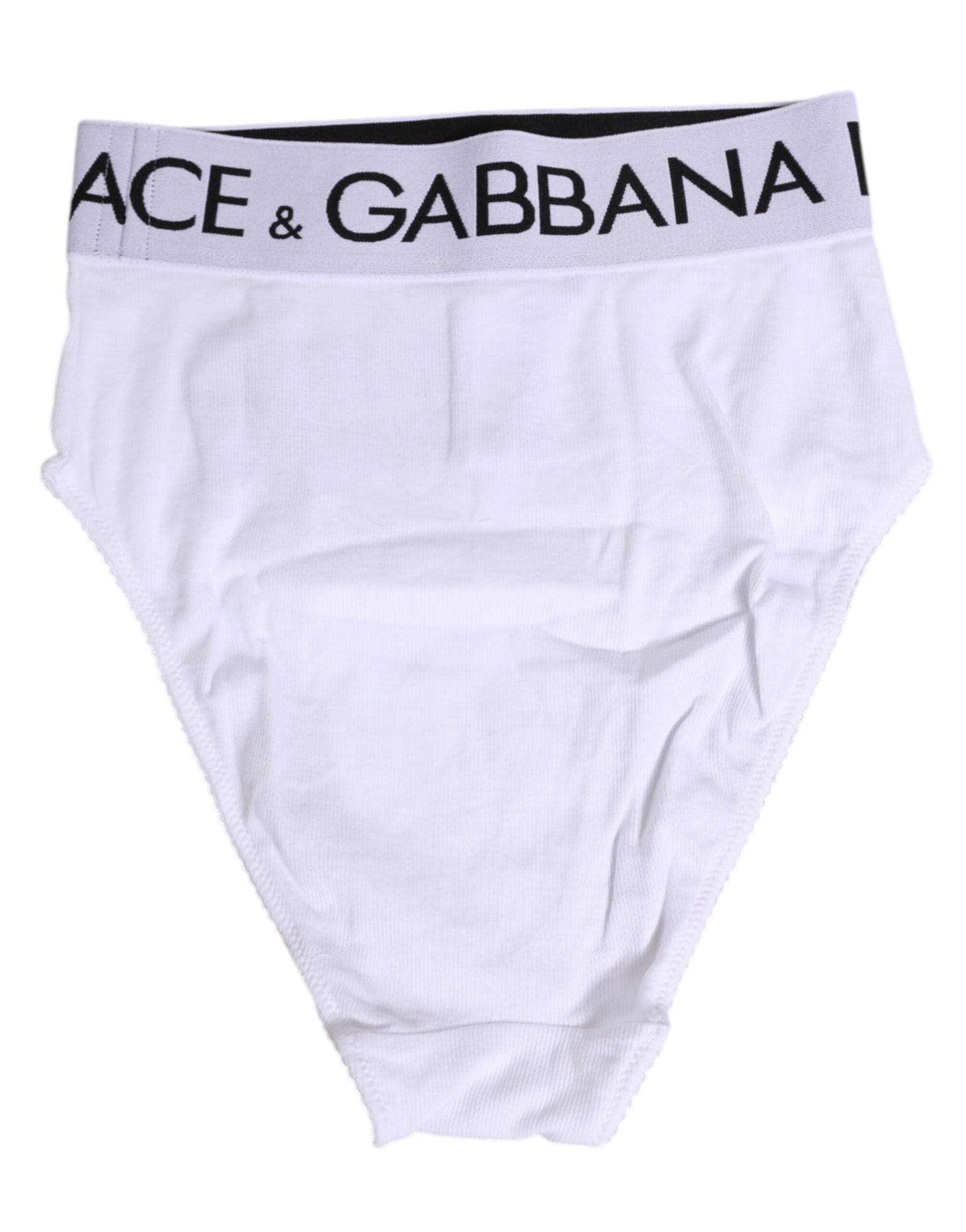 Dolce & Gabbana White Cotton Stretch High Waist Panty Underwear | Regal Royce