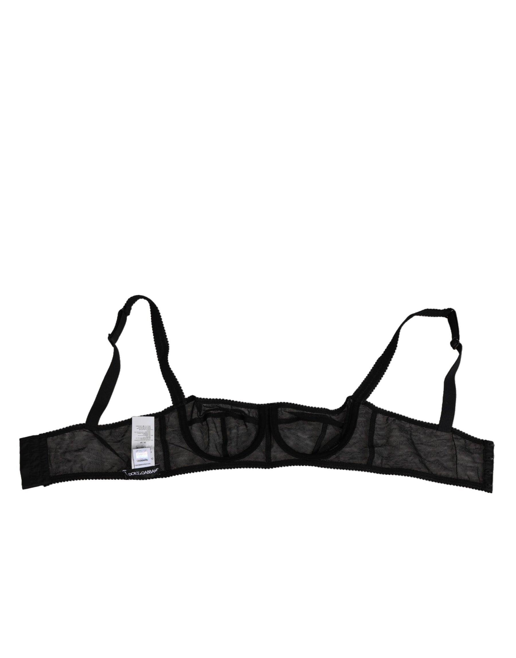 Dolce & Gabbana Black Floral Underwired Balconette Bra Underwear | Regal Royce