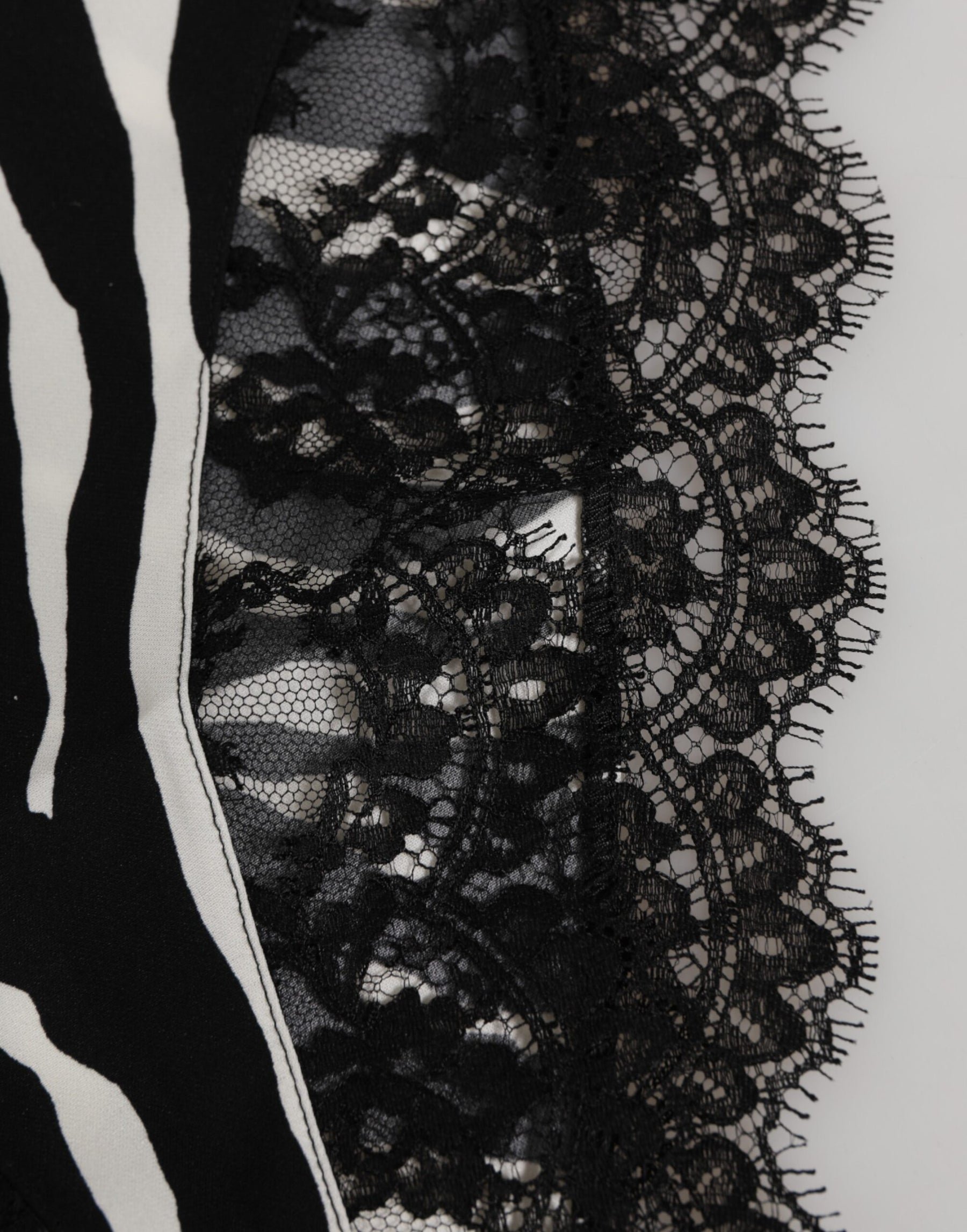 Dolce & Gabbana Black Silk Zebra Print Lace High Waist Underwear | Regal Royce