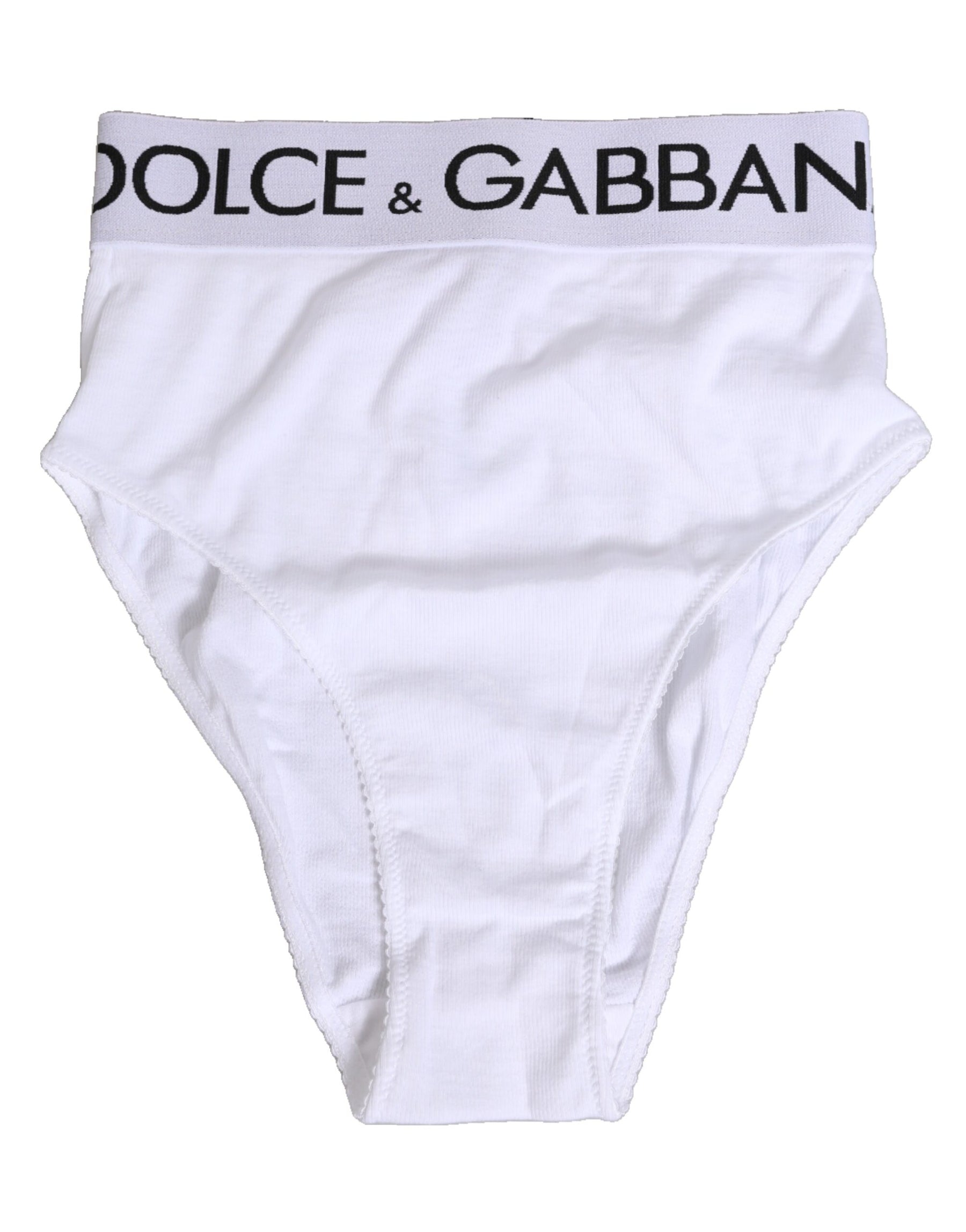 Dolce & Gabbana White Cotton Stretch High Waist Panty Underwear | Regal Royce