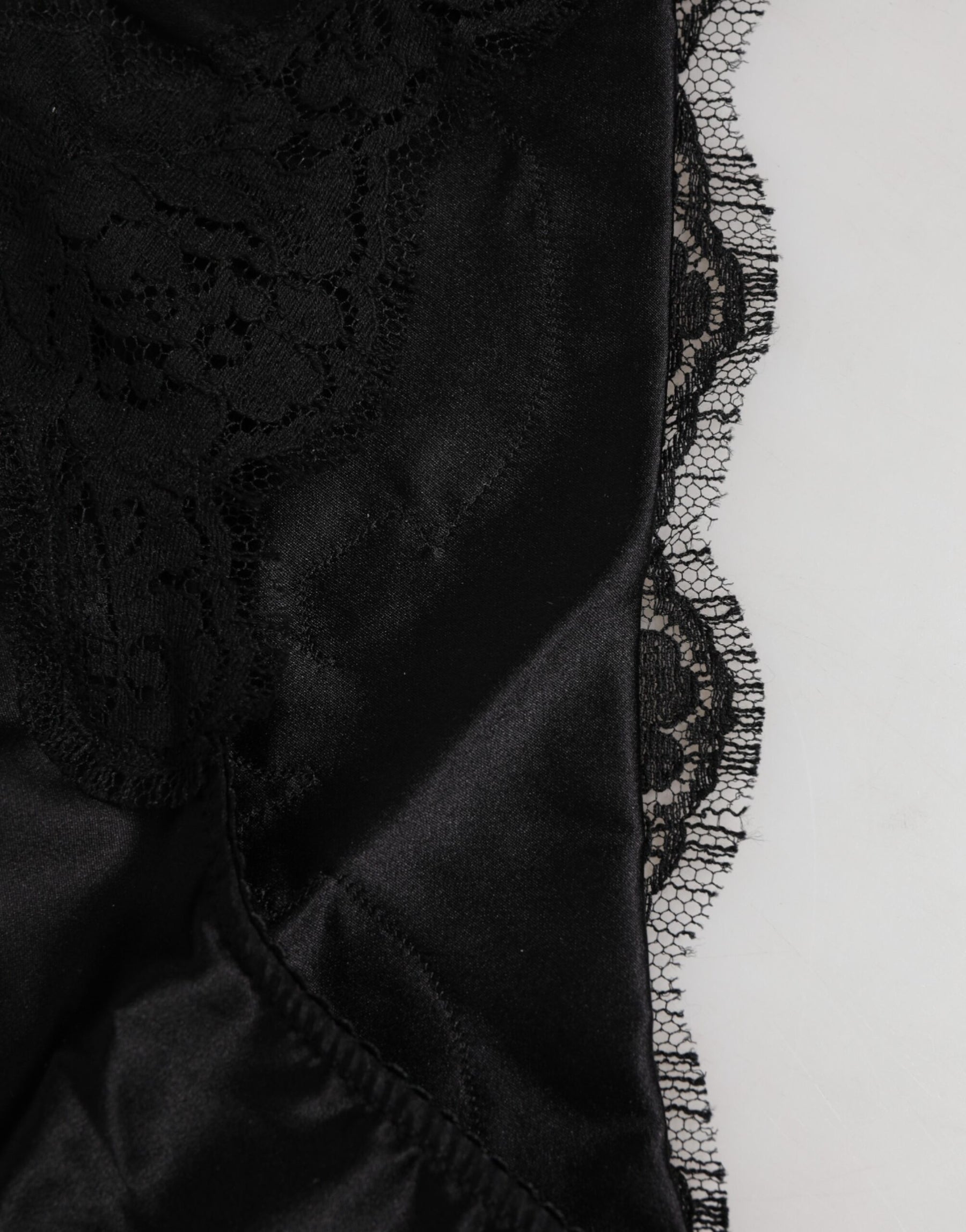 Dolce & Gabbana Black Silk Satin Floral Lace Panty Brief Underwear | Regal Royce