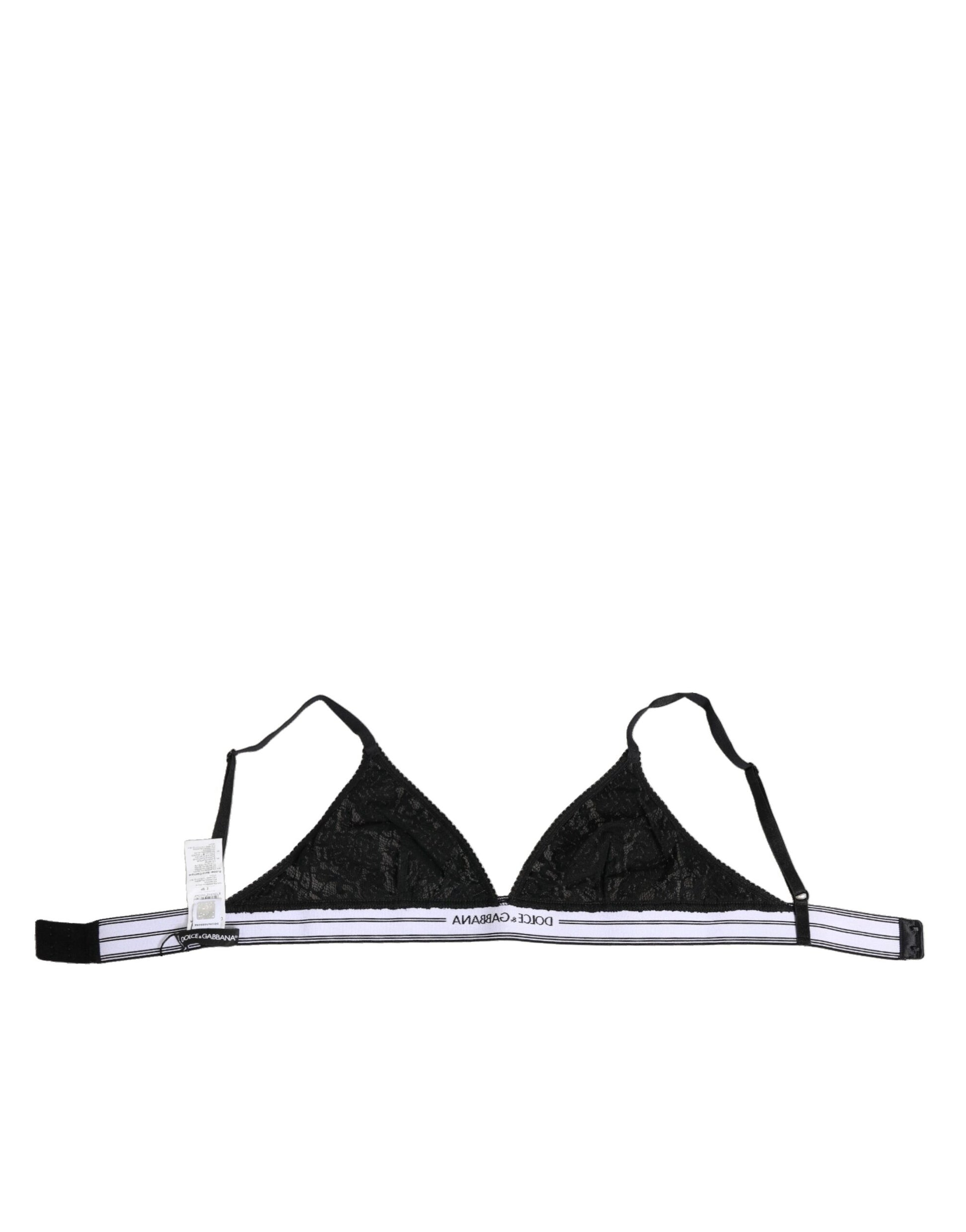 Dolce & Gabbana Black Lace Triangle Bralette Wireless Underwear