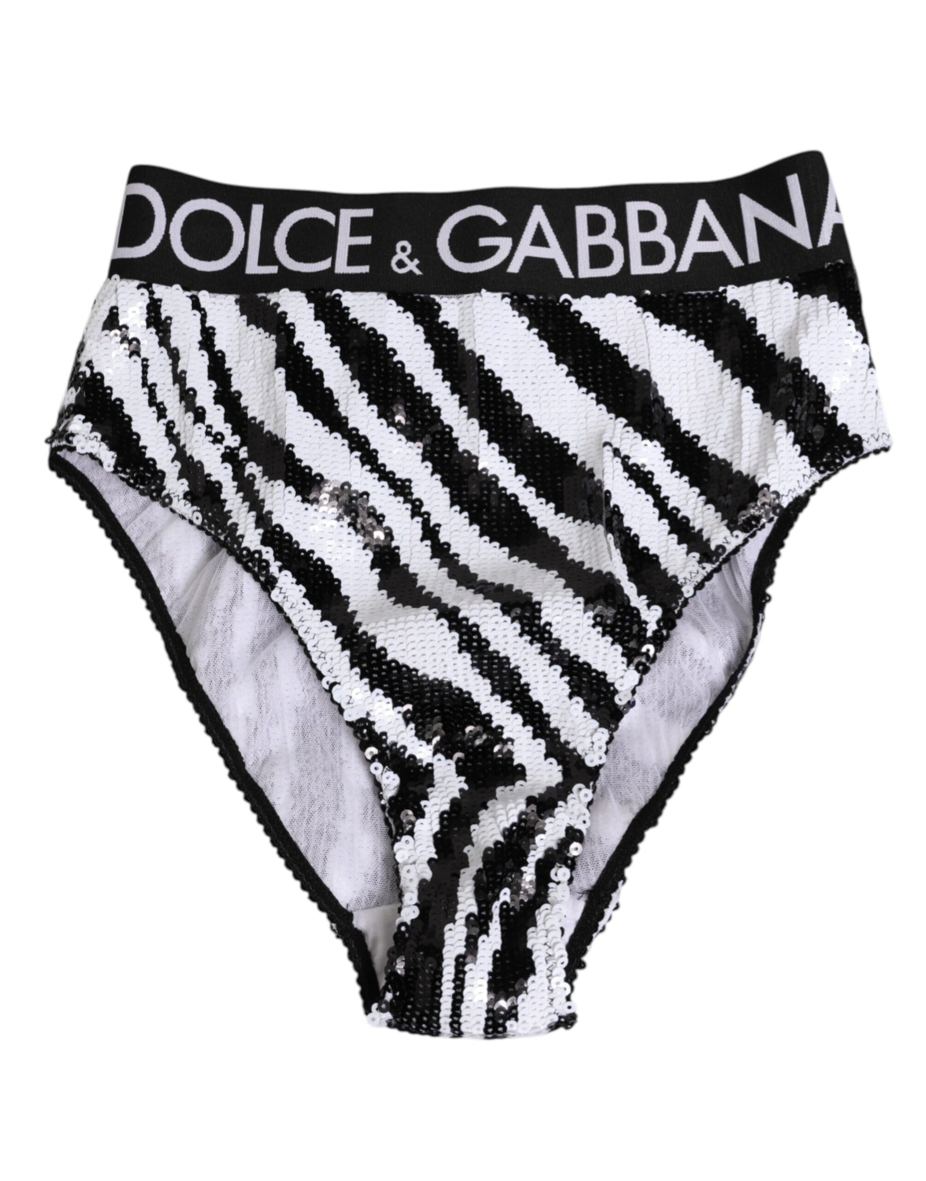 Dolce & Gabbana Black White Stripes High Waist Panty Underwear | Regal Royce